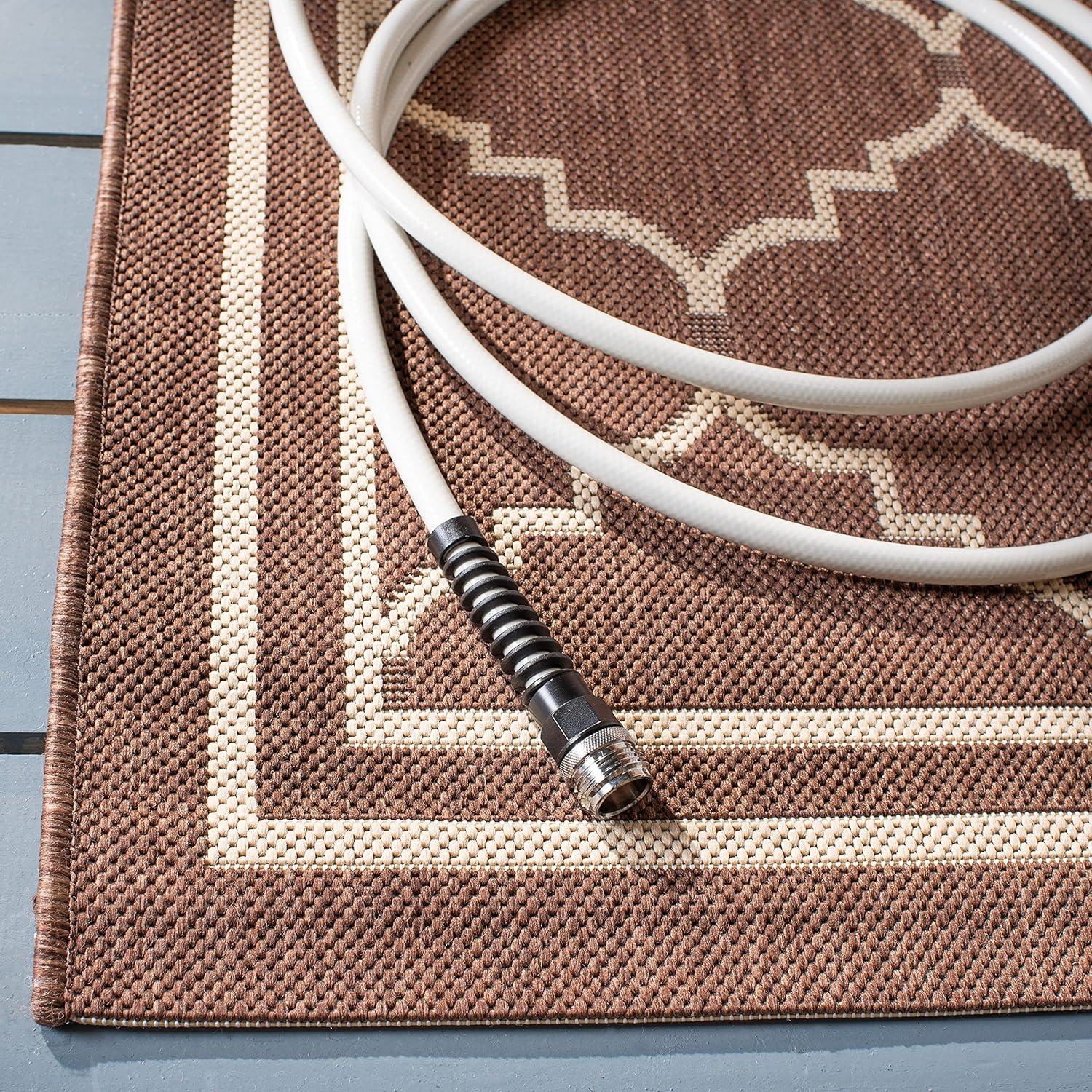Courtyard CY6889 Power Loomed Indoor and Outdoor Area Rug - Blue/Beige - 6'7"x6'7" - Safavieh