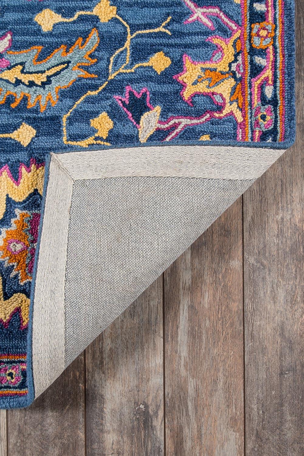 5'x8' Ibiza Oscar Area Rug Blue - Momeni: Wool Floral Tufted Large Botanical Rug, Medium Pile, Traditional Style