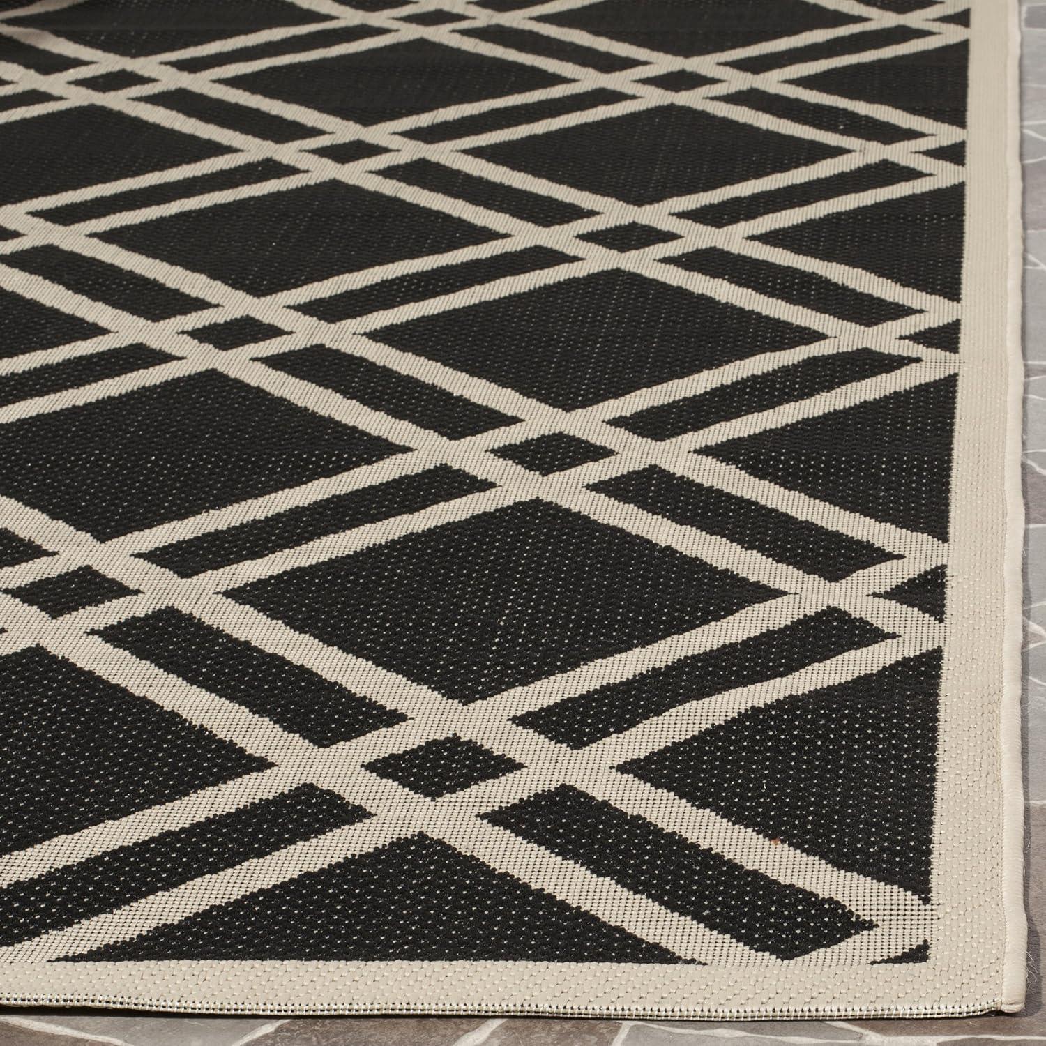 Courtyard CY6923 Power Loomed Indoor and Outdoor Area Rug - Black/Beige - 6'7"x9'6" - Safavieh