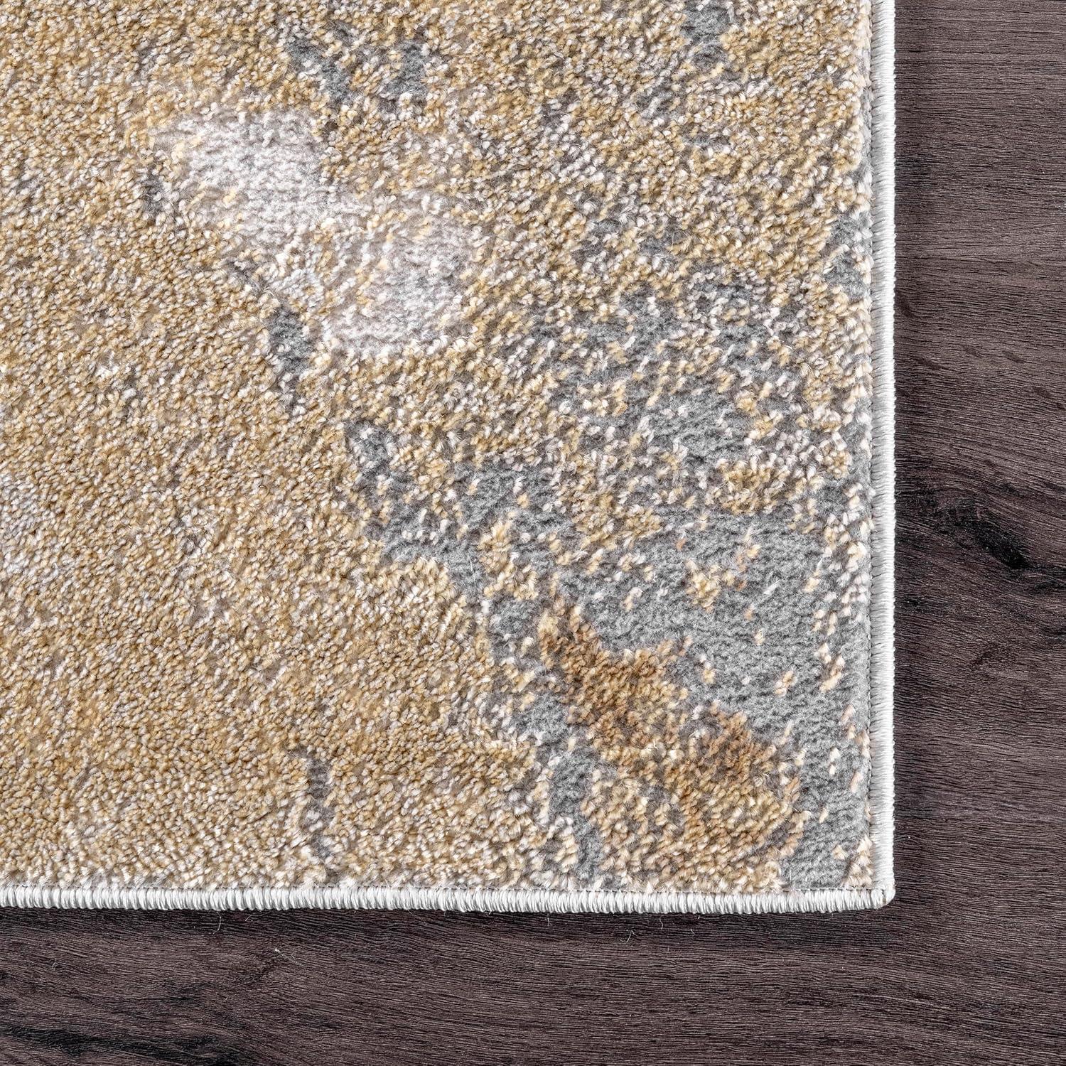 Nuloom Cyn Abstract 2x6 Runner Indoor Area Rug for Living Room Bedroom Dining Room Entryway Hallway Kitchen, Gold/Ivory