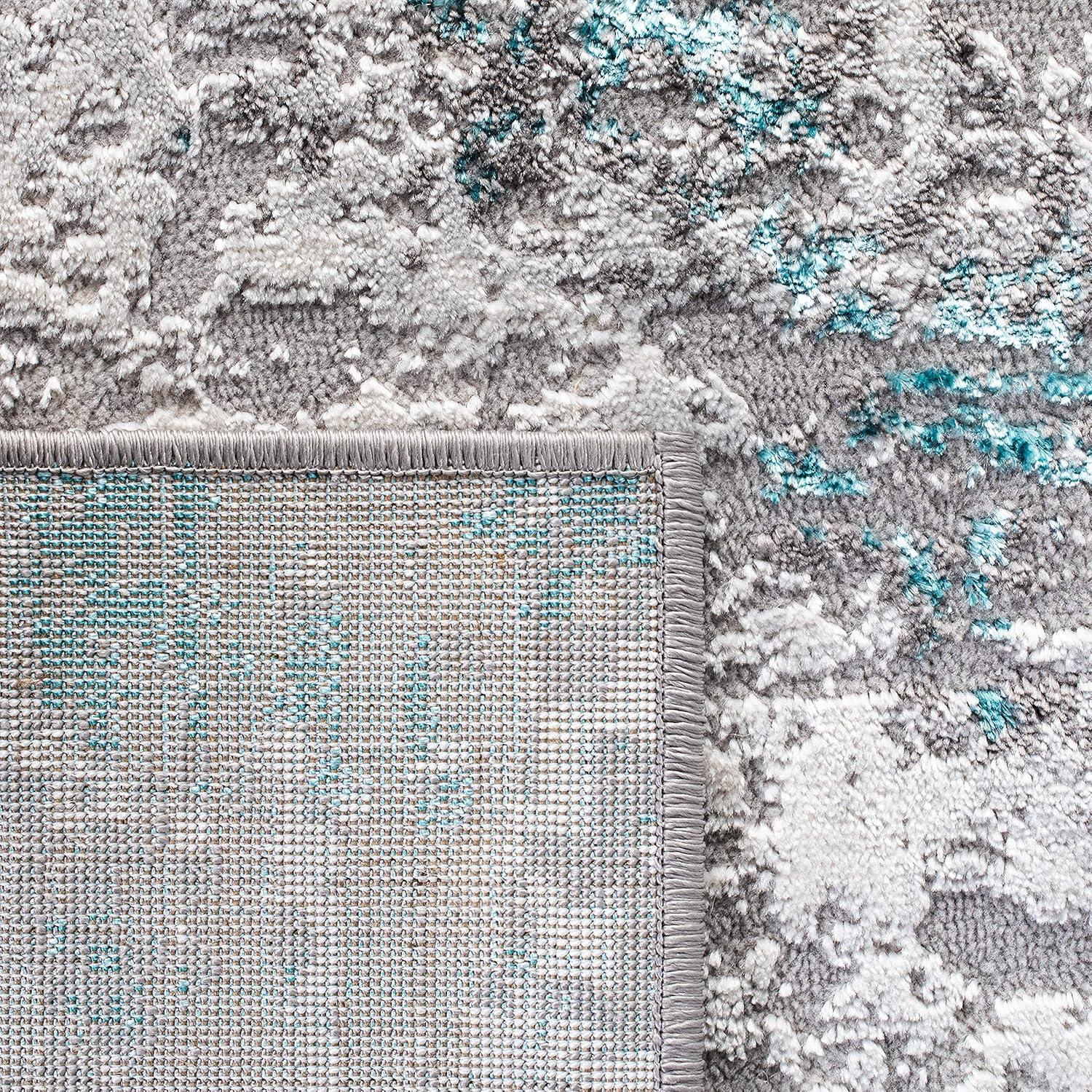 Amelia ALA232 Power Loomed Area Rug - Grey/Turquoise - 4'5"x6'5" - Safavieh.
