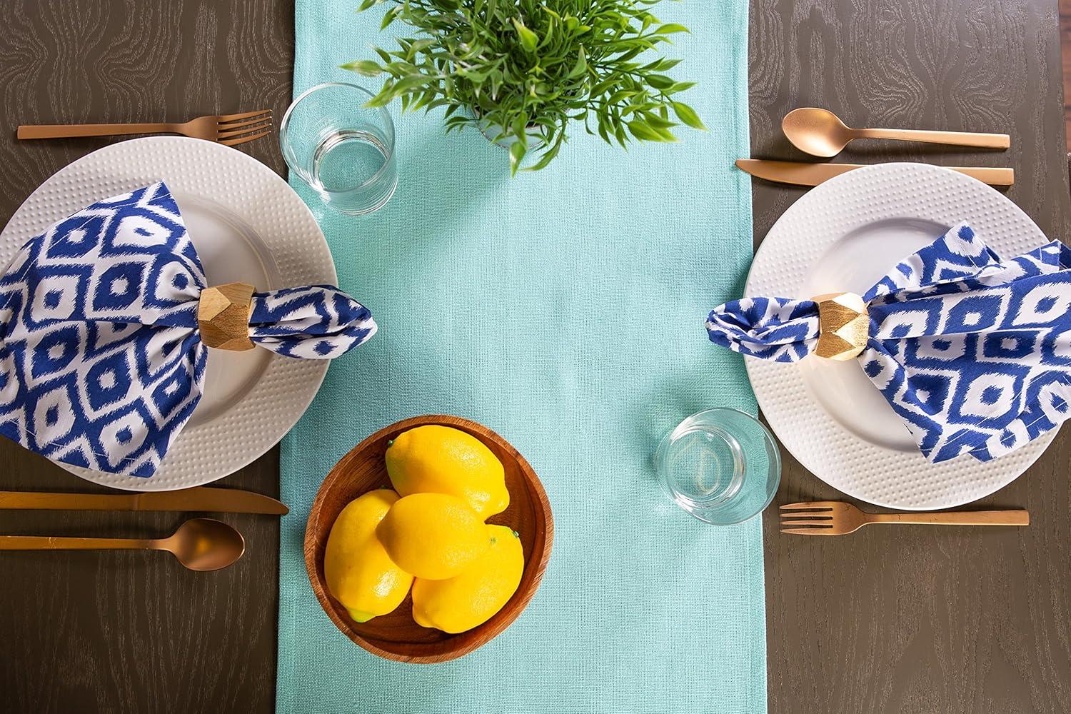 Aqua Heavyweight Cotton Fringed 14x72" Table Runner