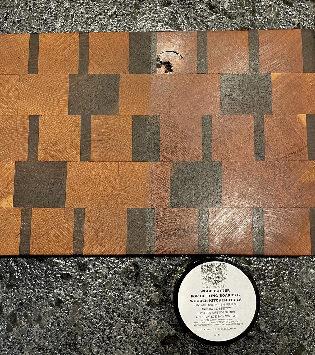 Macy's Place Wood Butter for Cutting Boards and Wooden Tools - 8oz Butcher Block Butter Wax