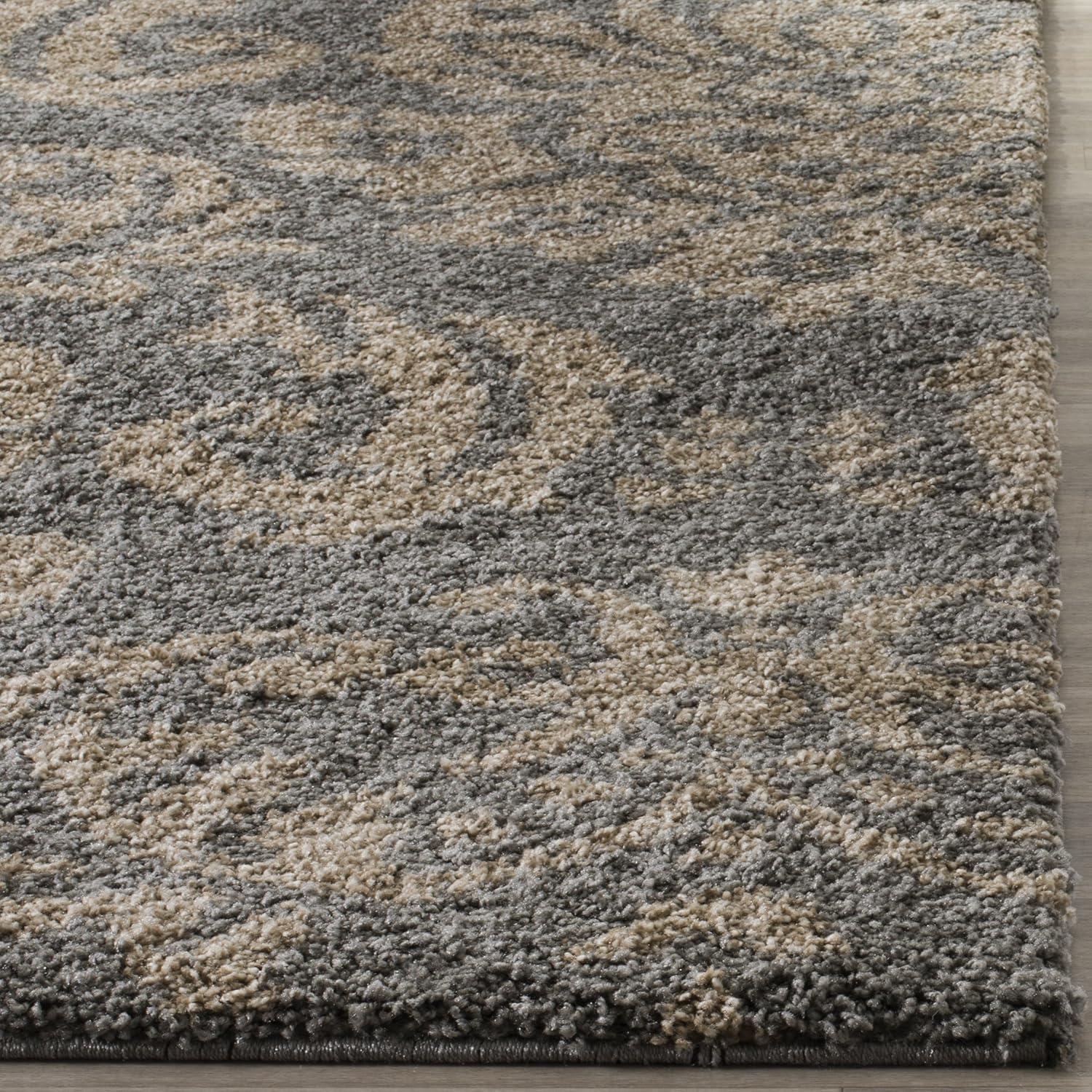 Florida Shag SG460 Power Loomed Indoor Accent Rug - Grey/Beige - 4'x6' - Safavieh