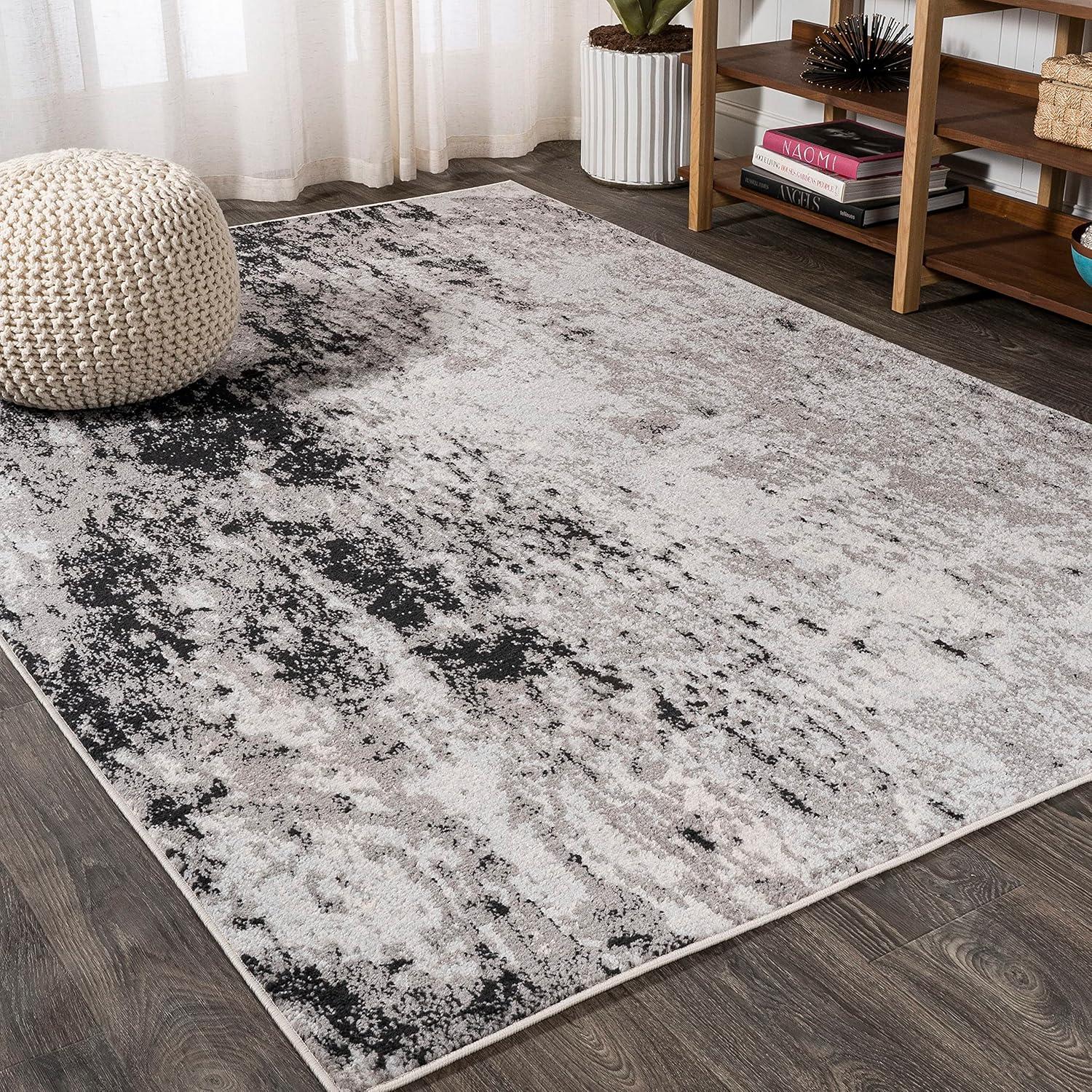 3'x5' Storm Modern Abstract Area Rug, Gray/Cream - JONATHAN Y
