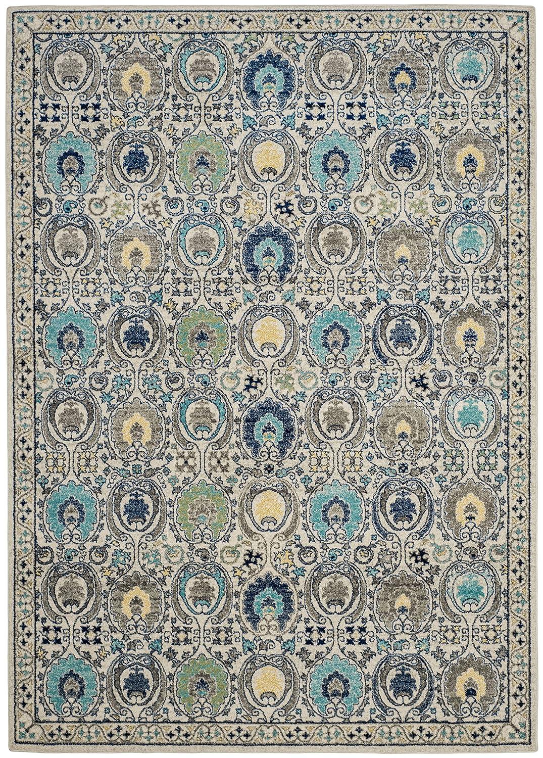 Evoke EVK251 Power Loomed Area Rug - Ivory/Grey - 6'7"x9' - Safavieh.