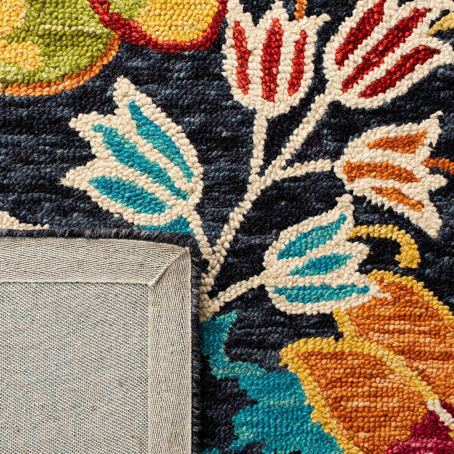 SAFAVIEH Aspen Candelario Colorful Floral Wool Area Rug, Charcoal/Blue, 10' x 14'