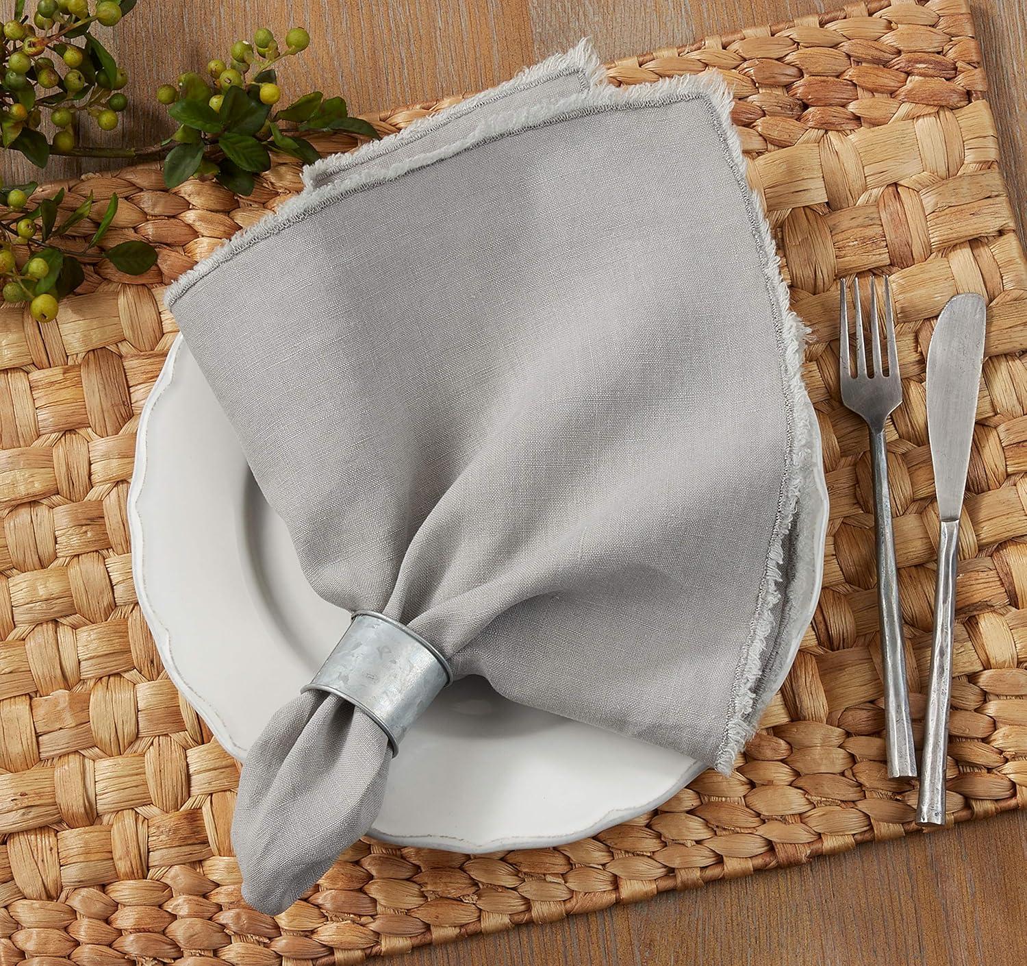 Saro Lifestyle Fringed Design Stone Washed Napkins