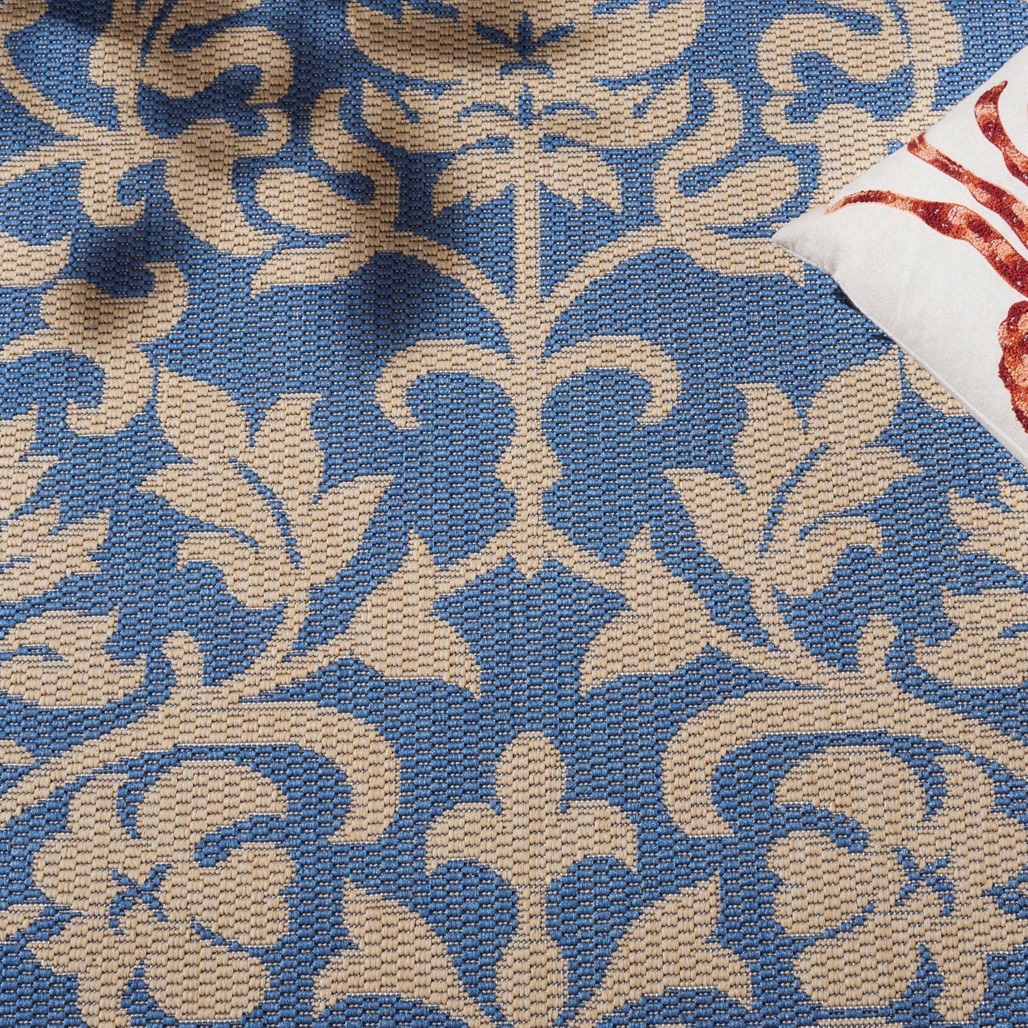 SAFAVIEH Courtyard Yvette Floral Indoor/Outdoor Area Rug, 9' x 12', Blue/Natural