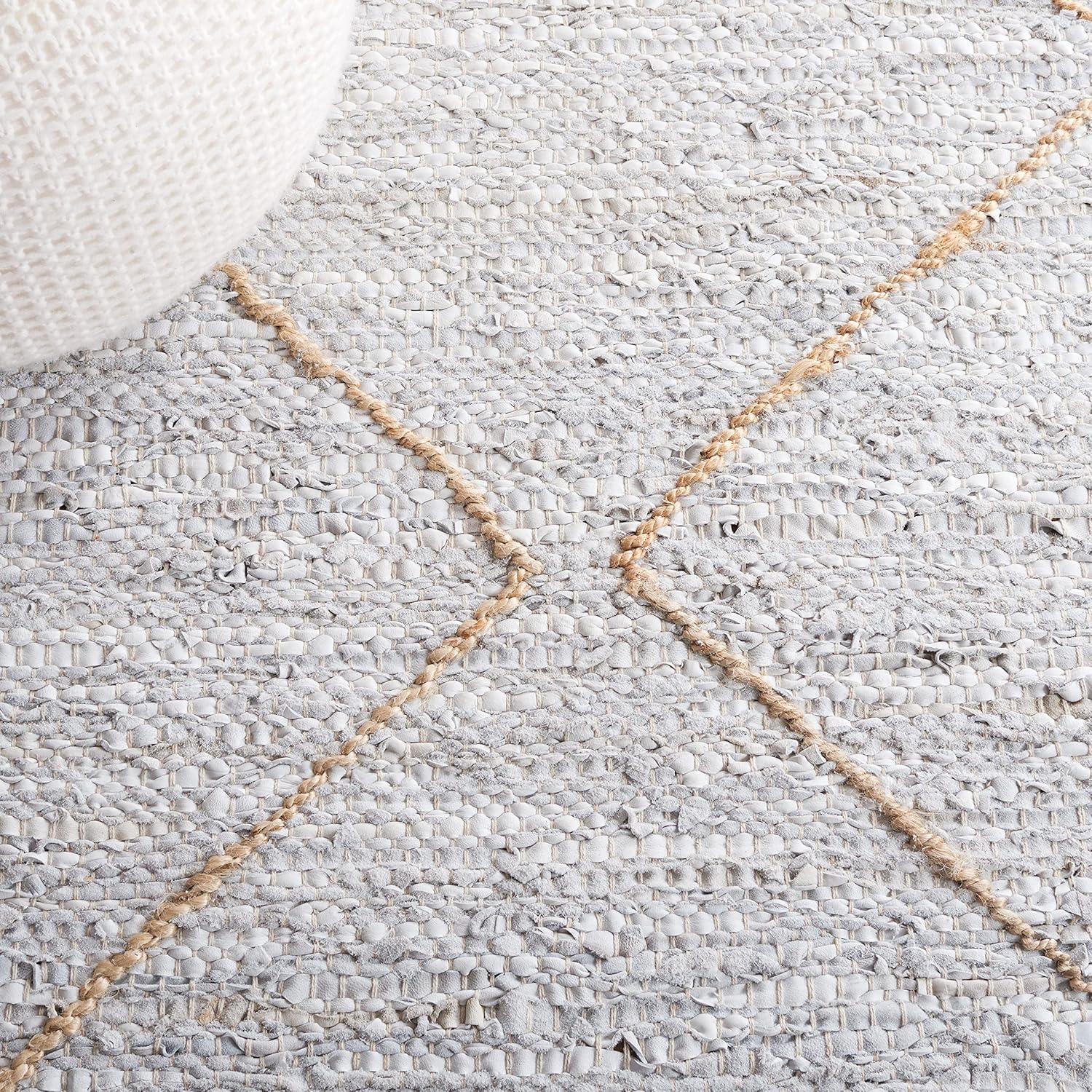 Vintage Leather VTL803 Hand Woven Area Rug - Light Grey/Natural - 3'x5' - Safavieh.