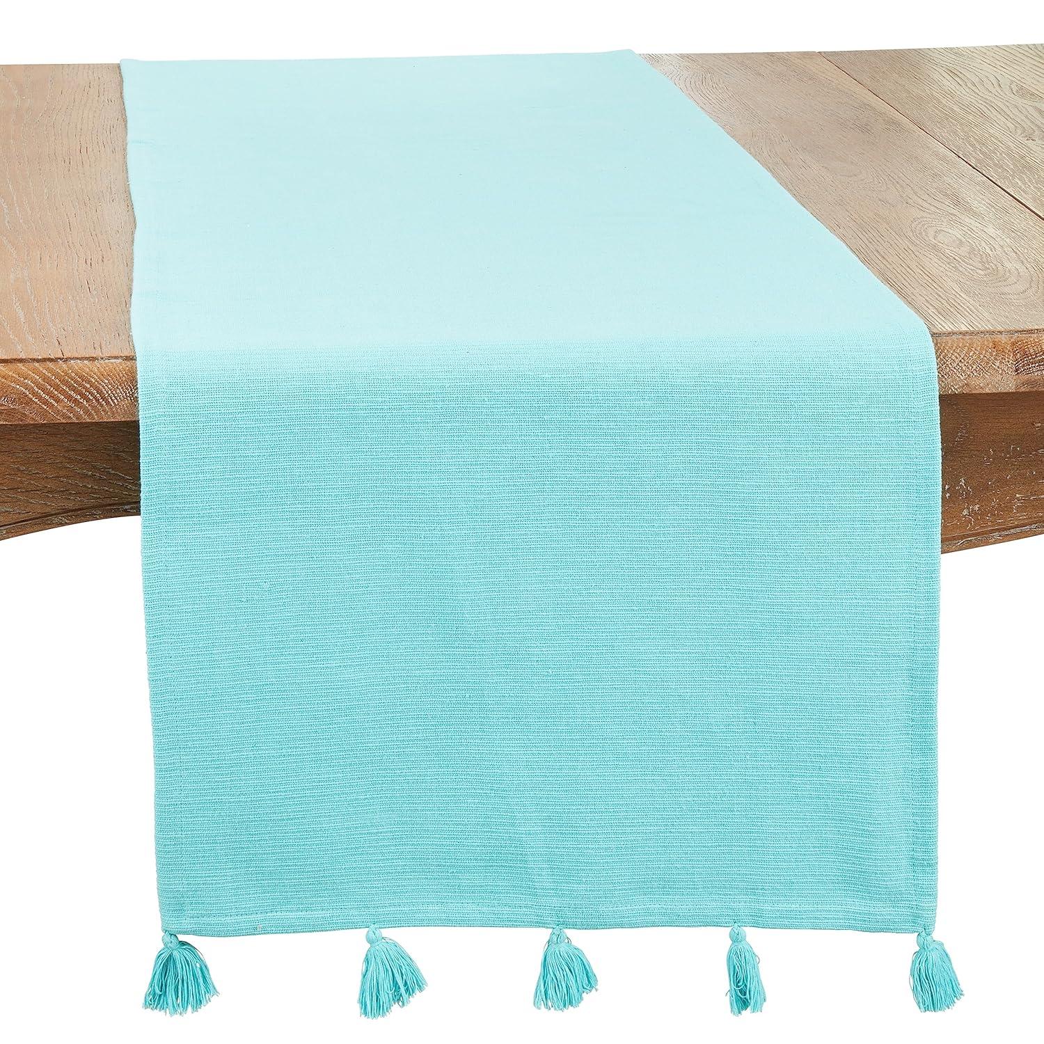 Saro Minimalist Luxe Tassel Table Runner