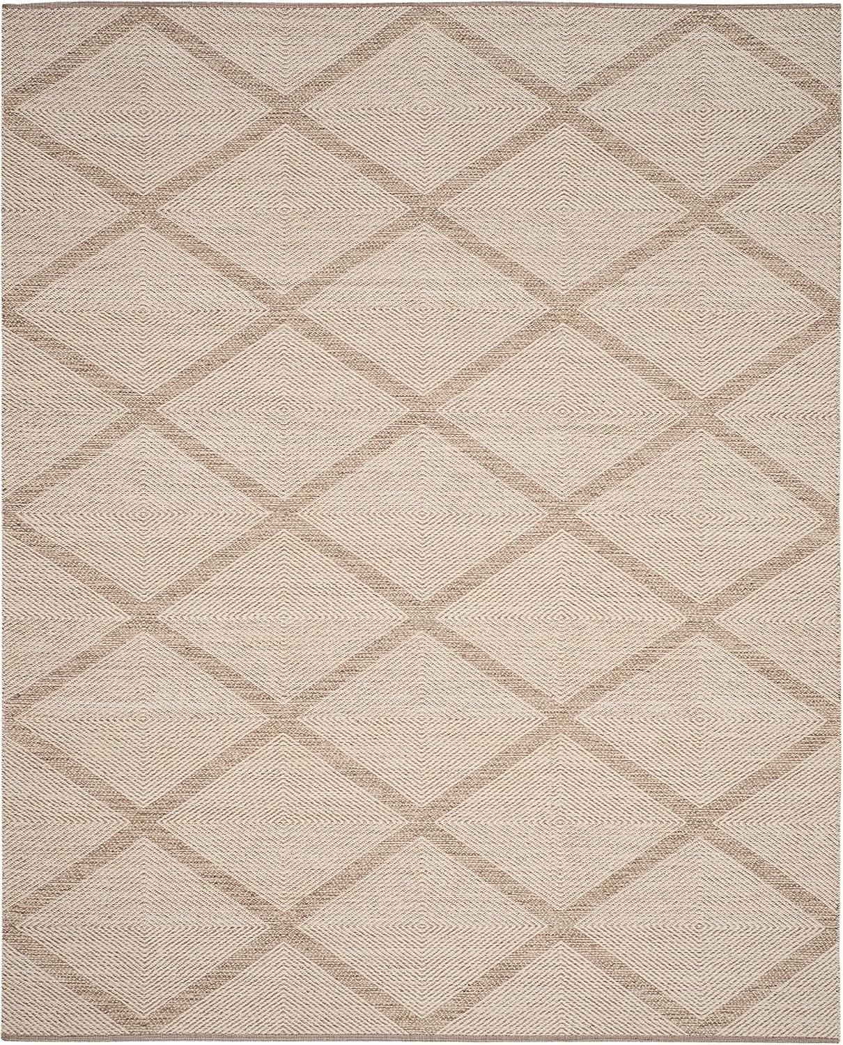 SAFAVIEH Montauk Bailey Geometric Diamond Cotton Area Rug, Beige, 9' x 12'