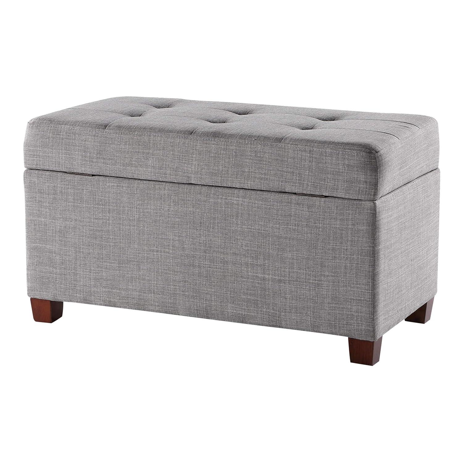 OSP Home Furnishings Storage Ottoman in Dove Gray Fabric