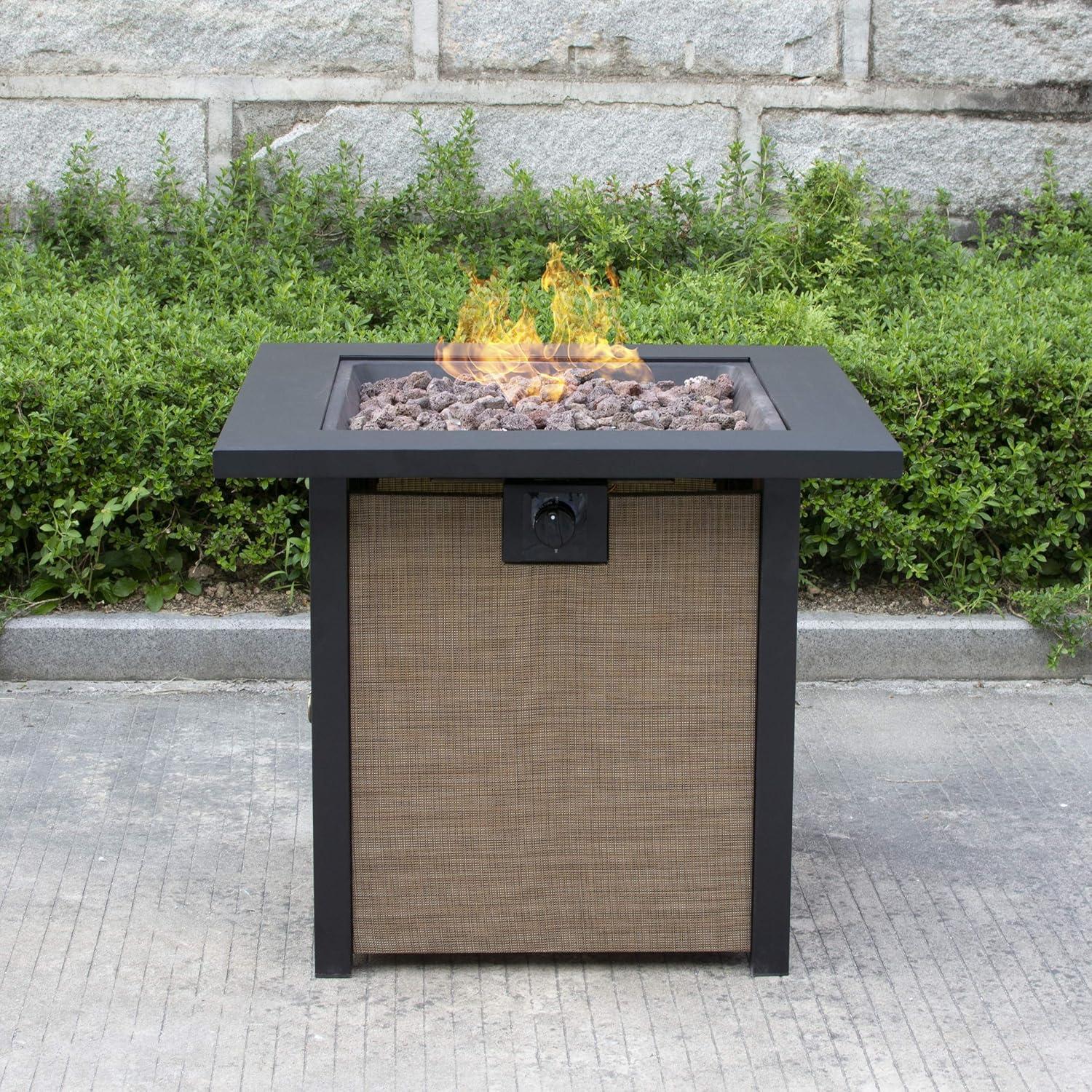 Bond MFG Woodleaf 28-in 50000-BTU Tan Portable Steel Propane Gas Fire Pit