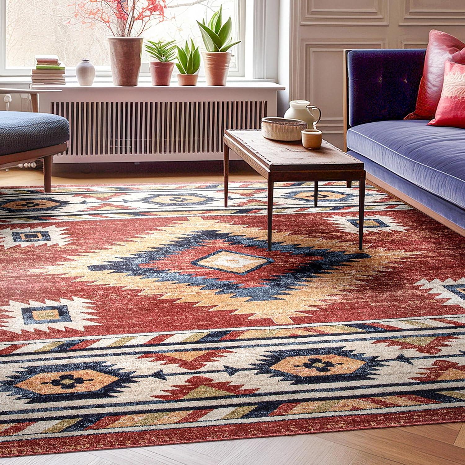 Well Woven Jamyn Lea Crimson Traditional Southwestern Tribal Red/Blue Rug