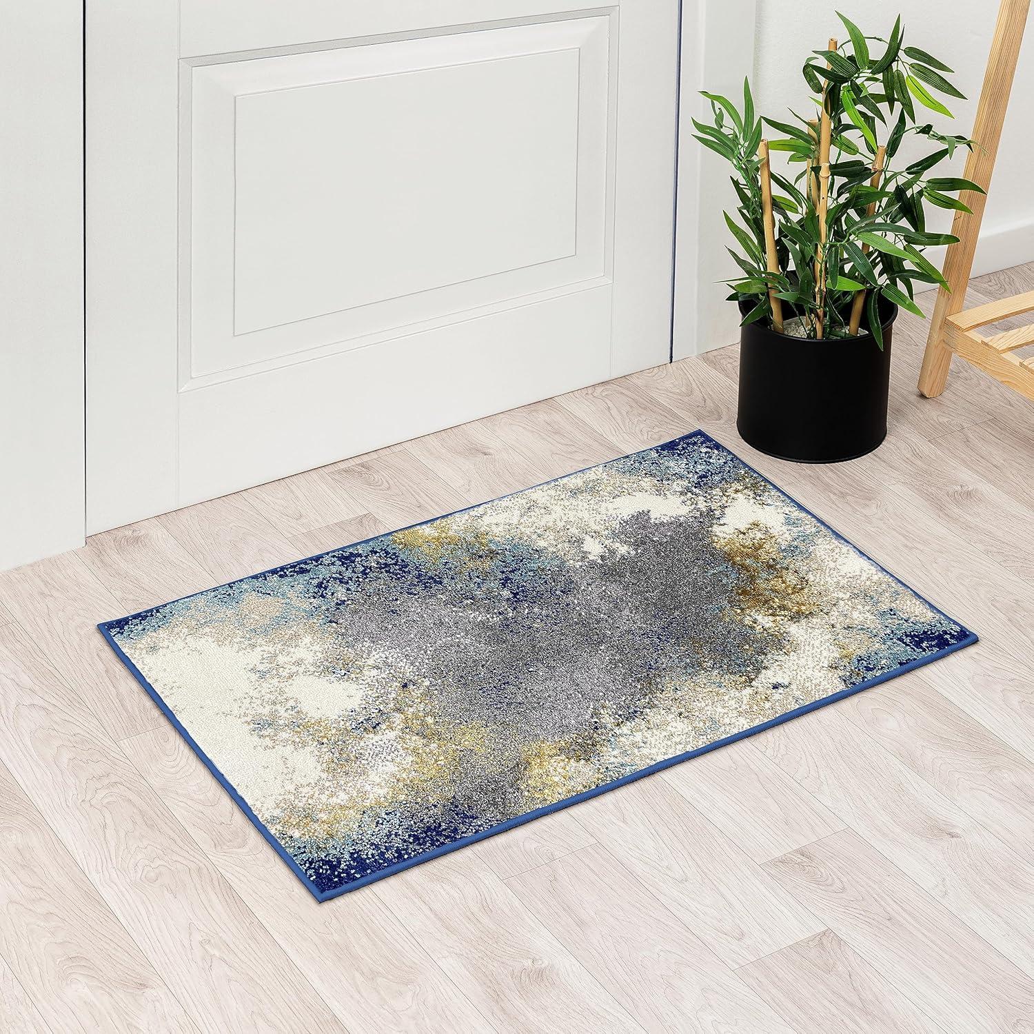 Luxe Weavers Beverly Collection Modern Abstract Blue 2x3 Area Rug