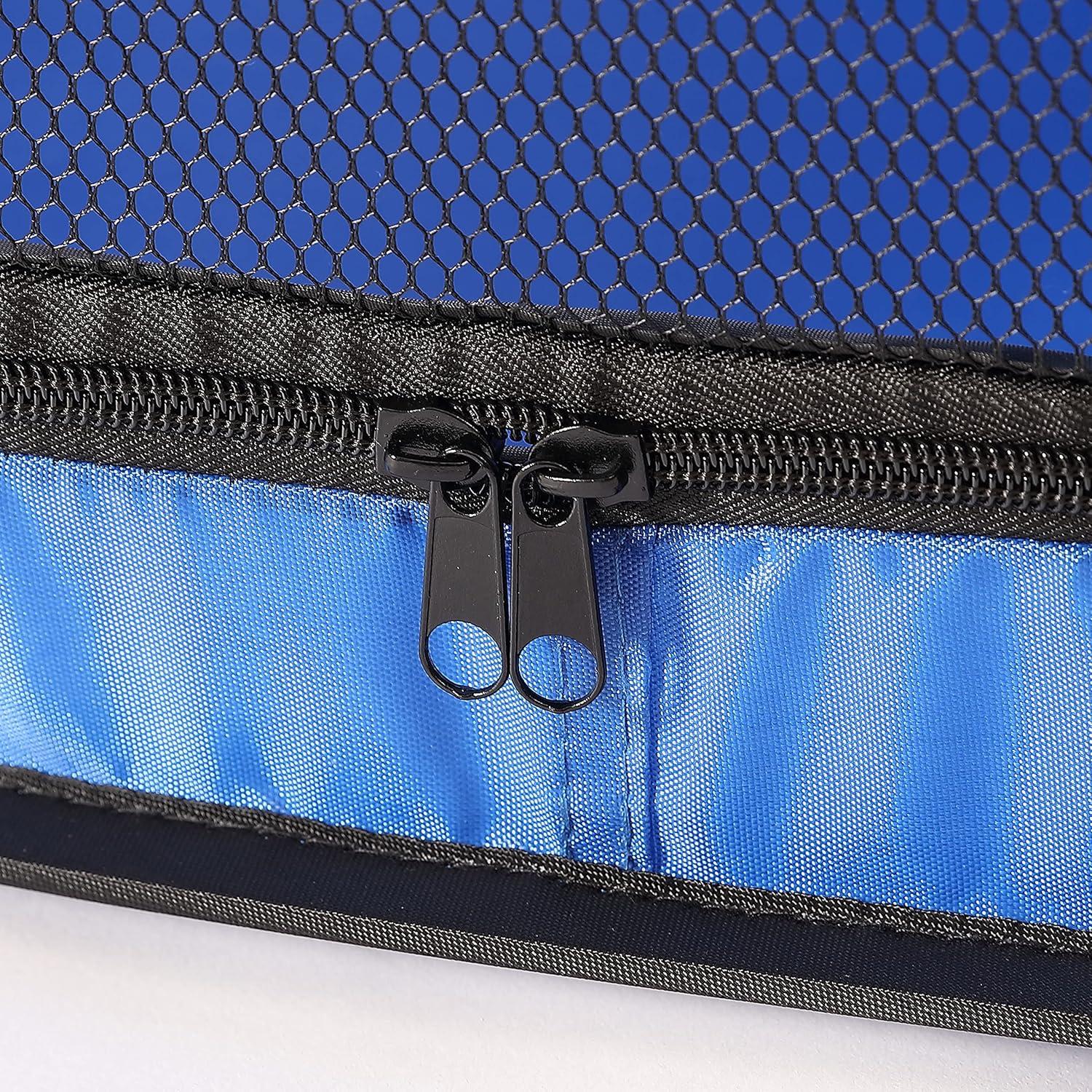 Blue Collapsible Polyester Pet Travel Crate with Mesh Panels