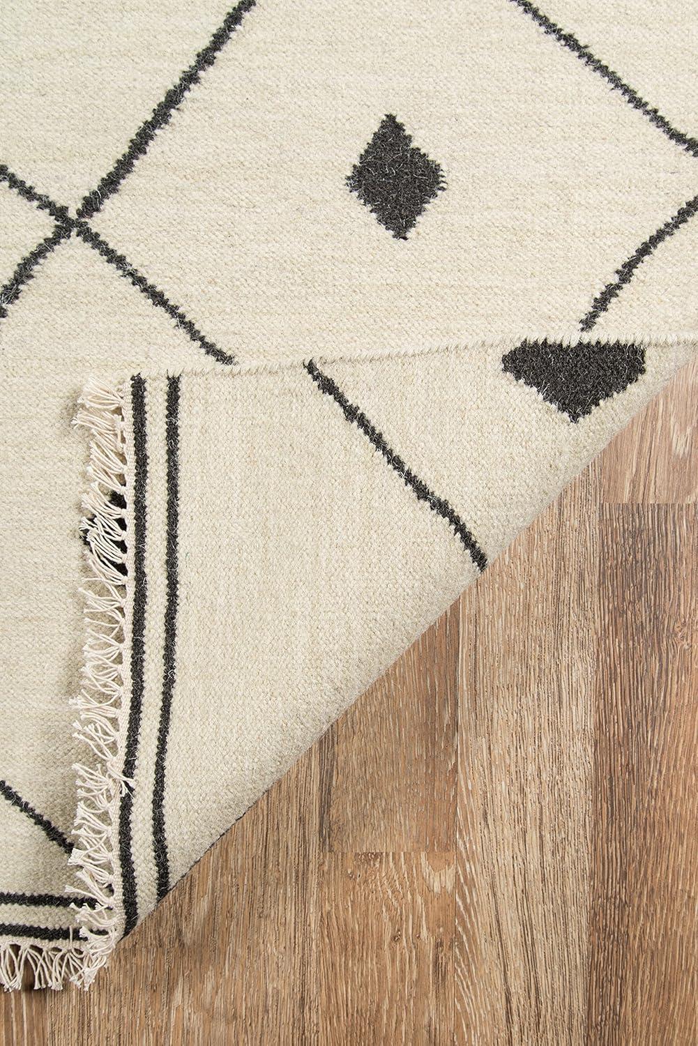 Skyline Decor Erin Gates by  Thompson Appleton Hand Woven Wool Area Rug Ivory 5' x 7'6" 5' x 8' Accent, Indoor, Handmade Black Rectangle