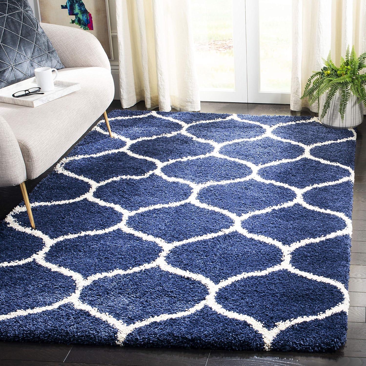 Hudson Shag SGH280 Power Loomed Indoor Area Rug - Navy/Ivory - 11'x15' - Safavieh.