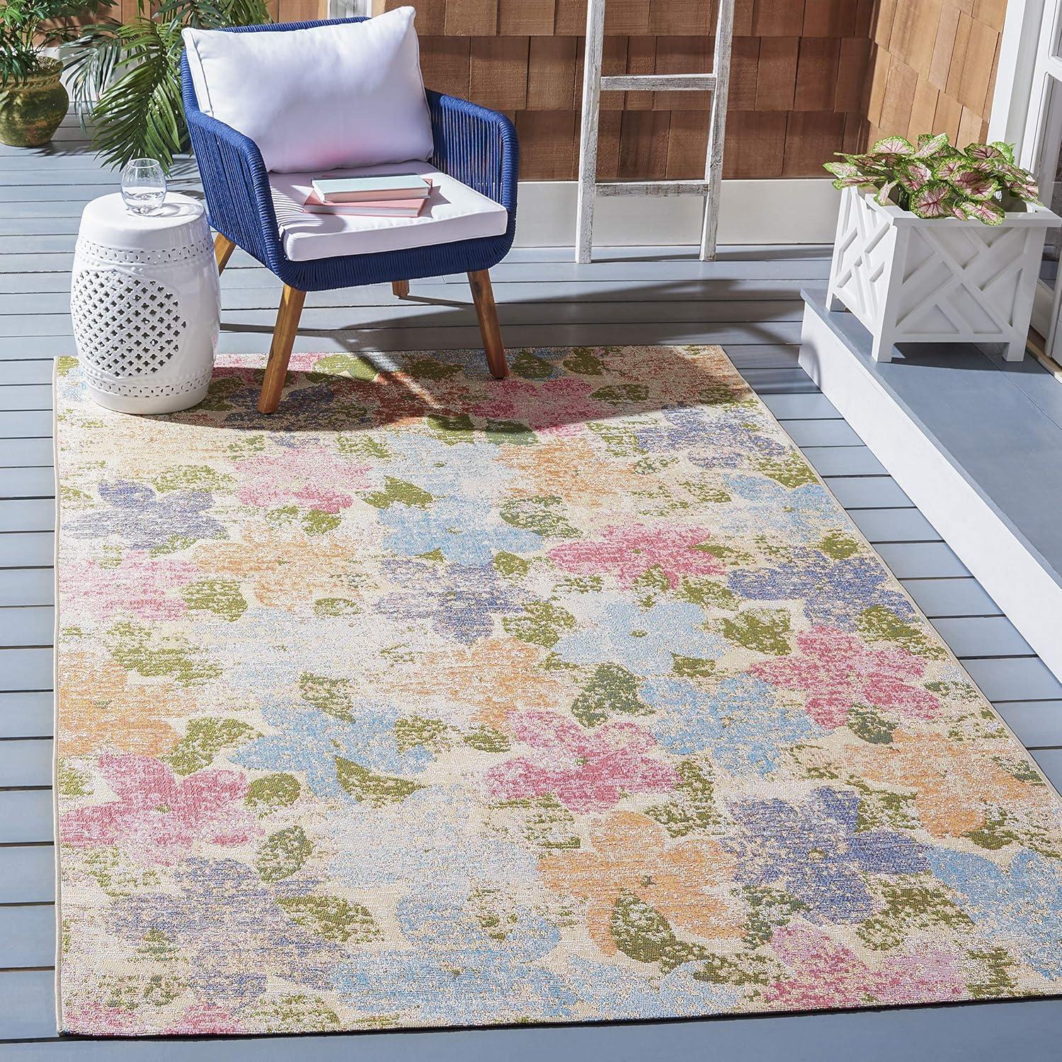 Summer SMR410 Power Loomed Indoor and Outdoor Area Rug - Blue/Pink - 8'x10'5" - Safavieh.