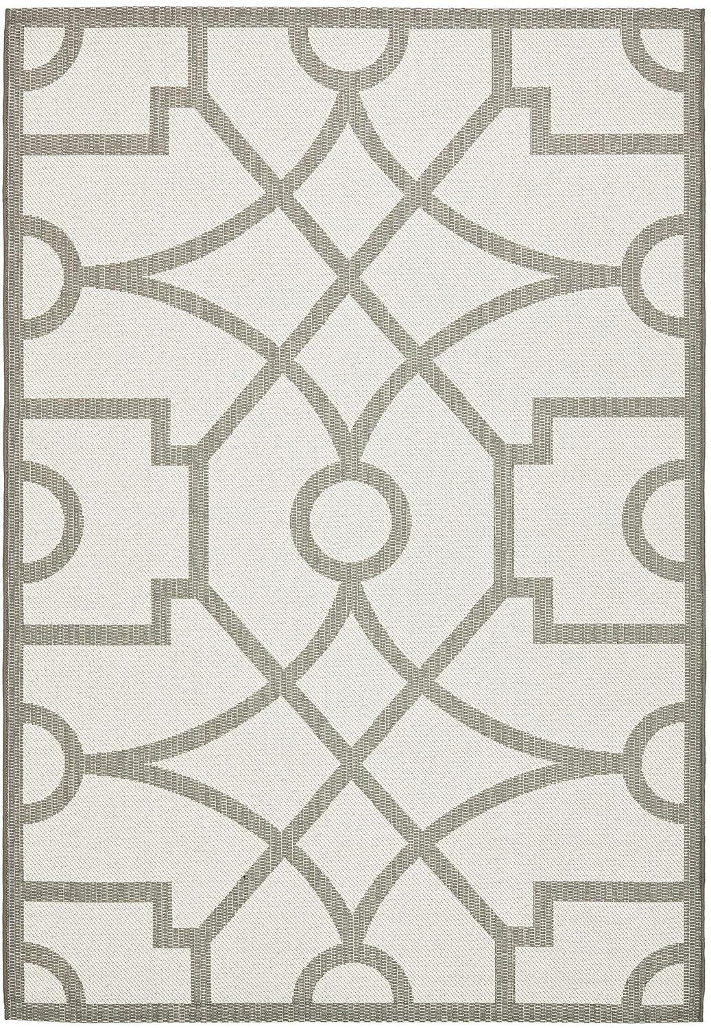 Martha Stewart Fretwork - MSR4121 - Indoor Power Loomed Area Rugs - Grey - 5'3"x7'7"