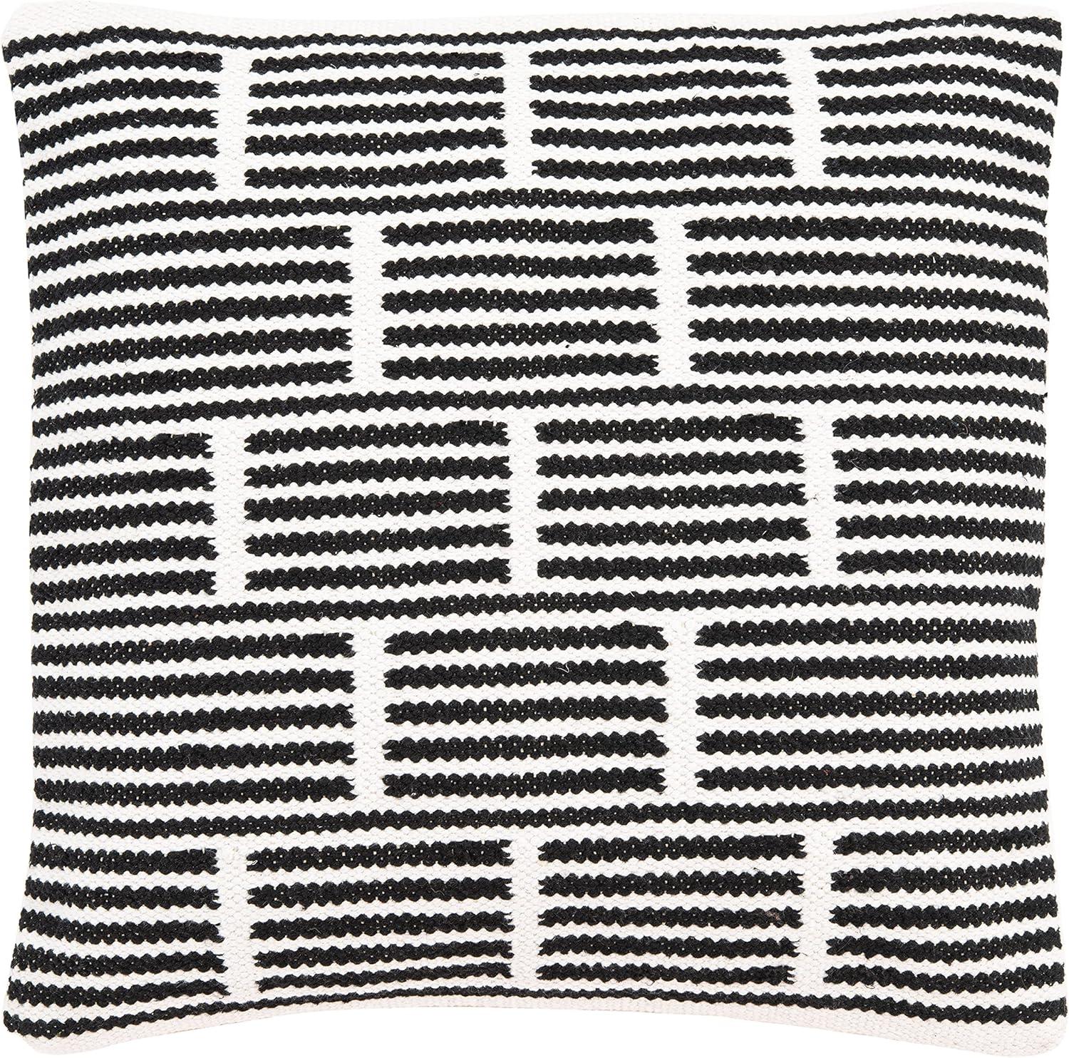 SAFAVIEH Kaiba Geometric Striped Accent Pillow, 20" x 20", Beige/Black