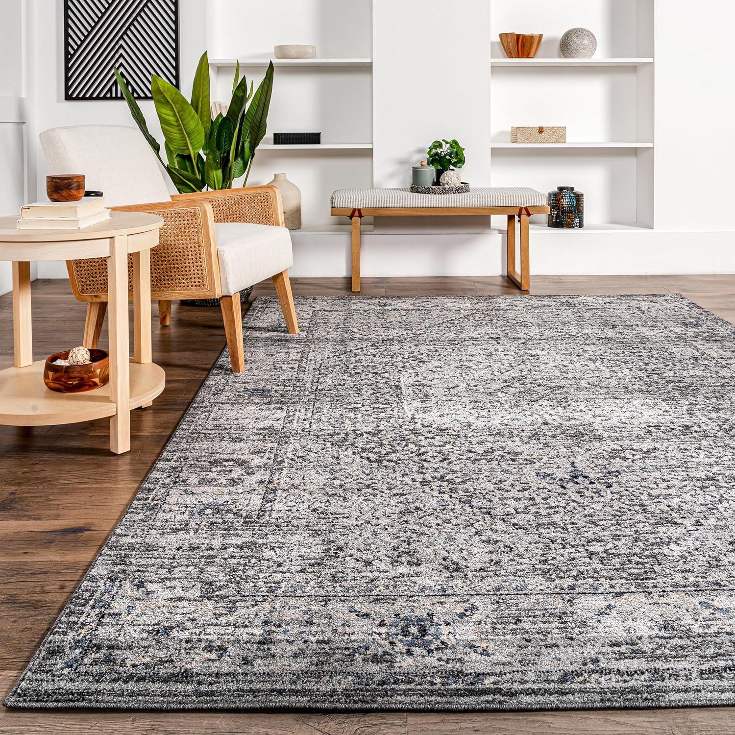 Nuloom Doris Geometric 9x12 Indoor Area Rug for Living Room Bedroom Dining Room Kitchen, Grey/Ivory
