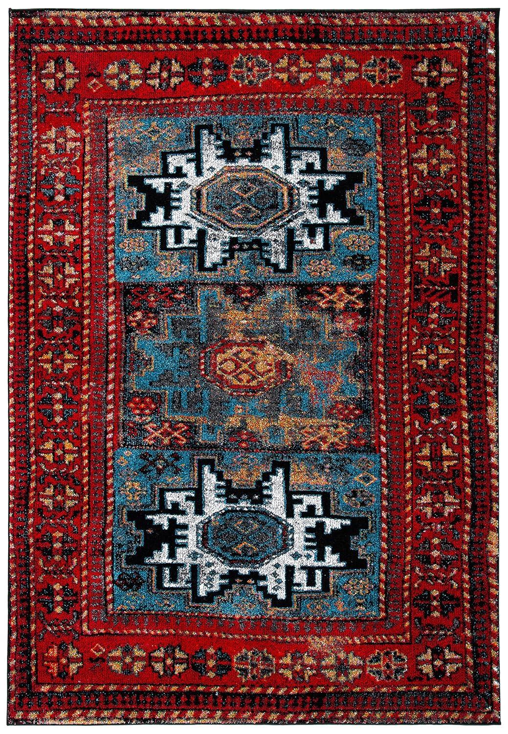 Vintage Hamadan VTH213 Power Loomed Indoor Area Rug - Red/Light Blue - 4'x6' - Safavieh