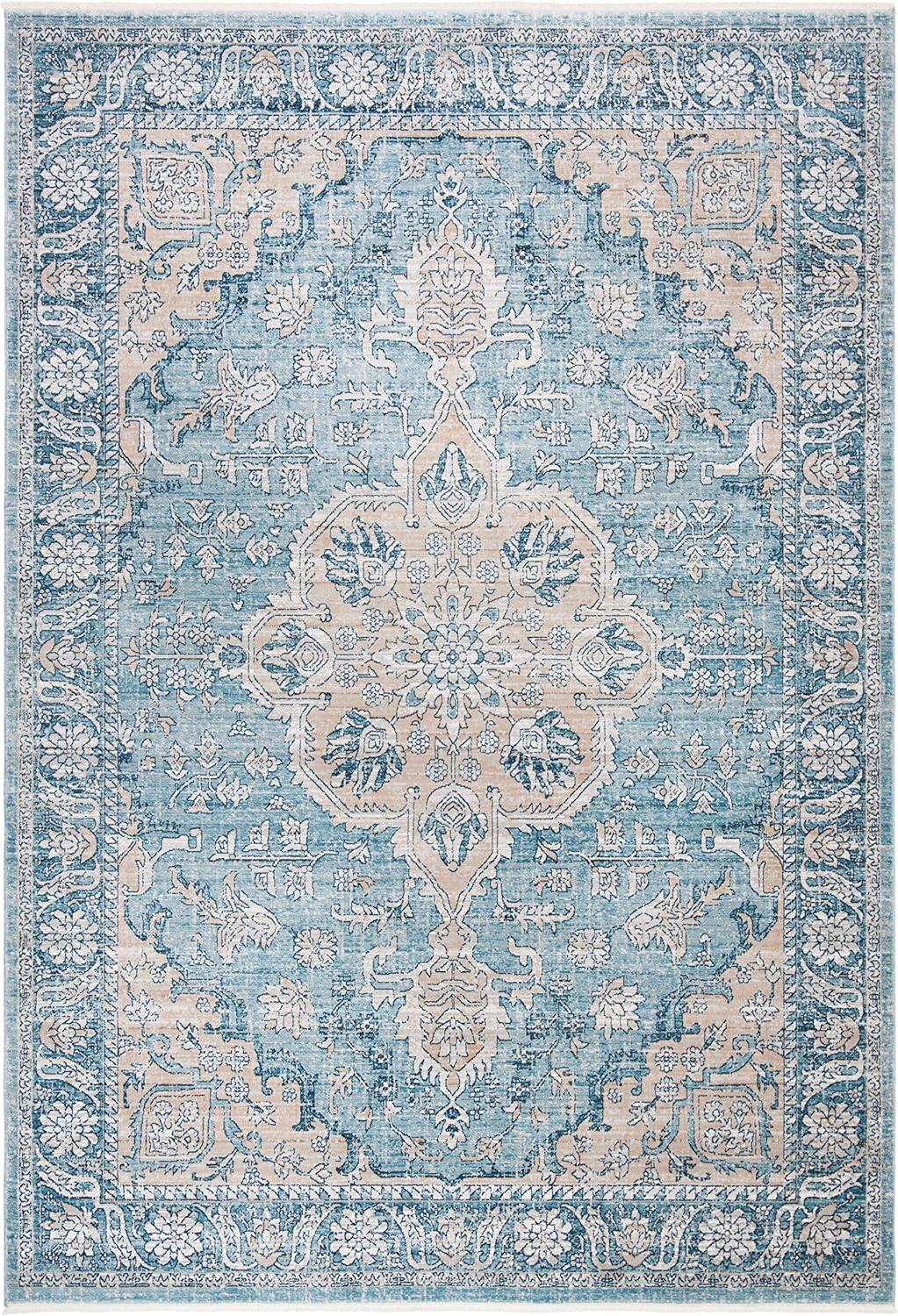 SAFAVIEH Victoria Jackalyn Floral Bordered Area Rug, Blue/Grey, 12' x 16'