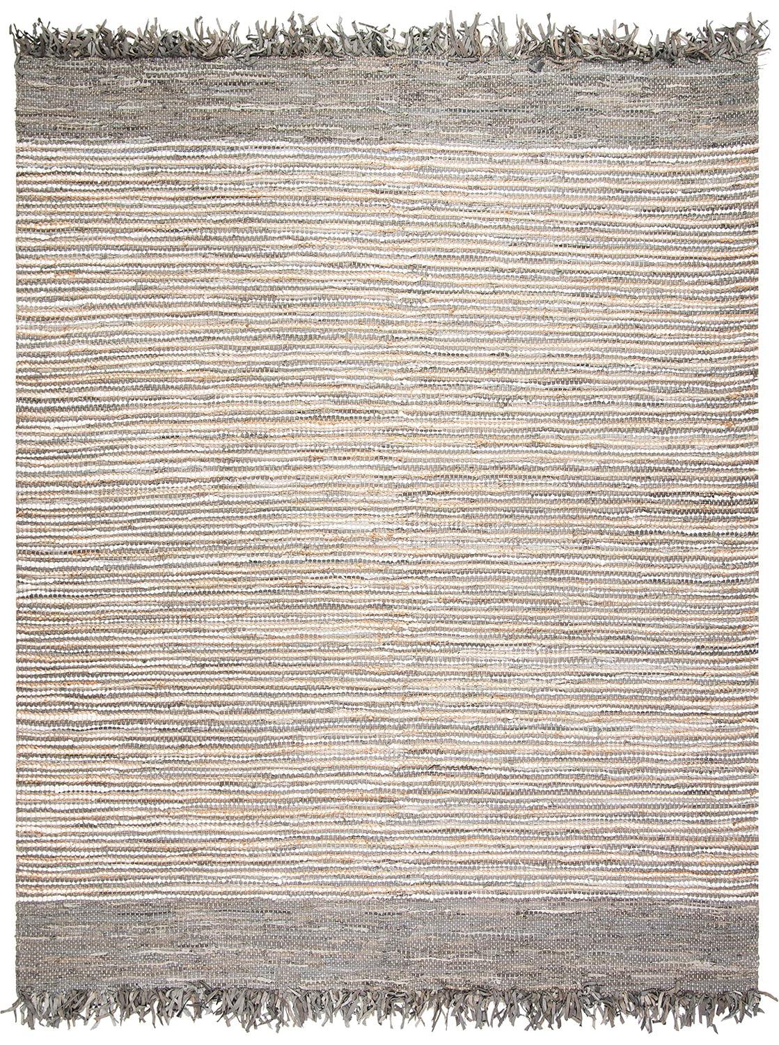 Vintage Leather VTL373 Hand Woven Indoor Area Rug - Grey/Multi - 6'x9' - Safavieh.