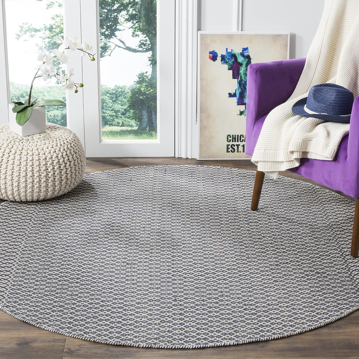 Montauk MTK339 Hand Woven Indoor Area Rug - Ivory/Navy - 6'x6' - Safavieh