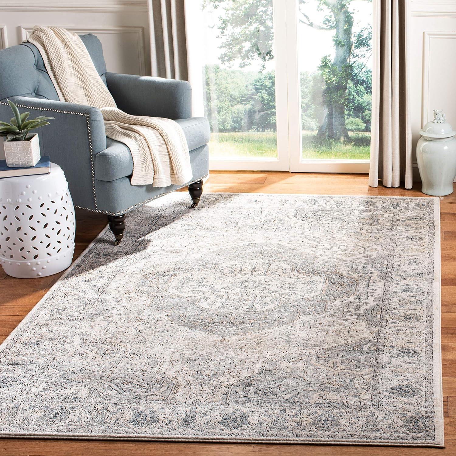Martha Stewart Rancher Oregon - MSR867 - Indoor Power Loomed Area Rugs - Ivory/Grey - 5'1"x7'6"