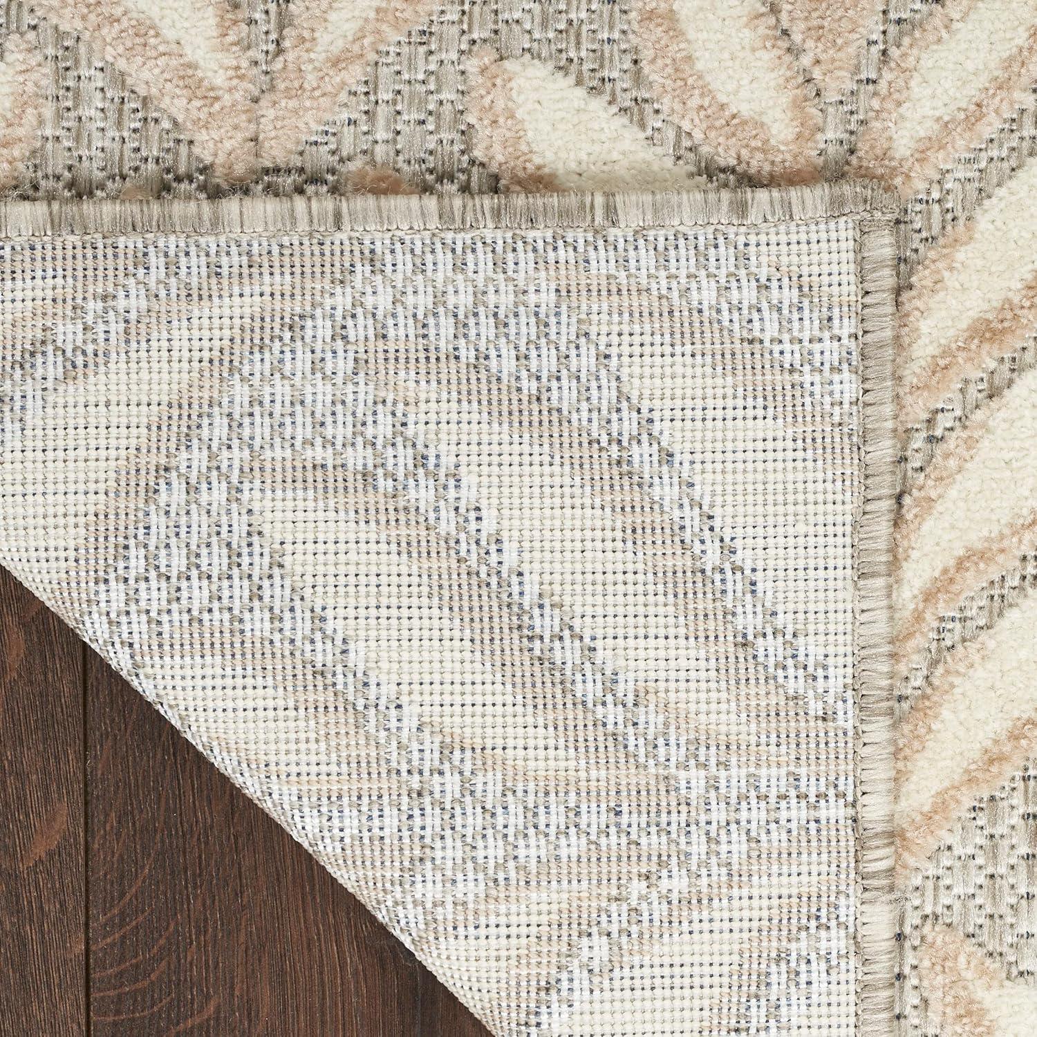 Nourison Aloha Tropical Palm Flatweave High-Low Indoor Outdoor Area Rug Ivory Grey 5'3" x 7'5"