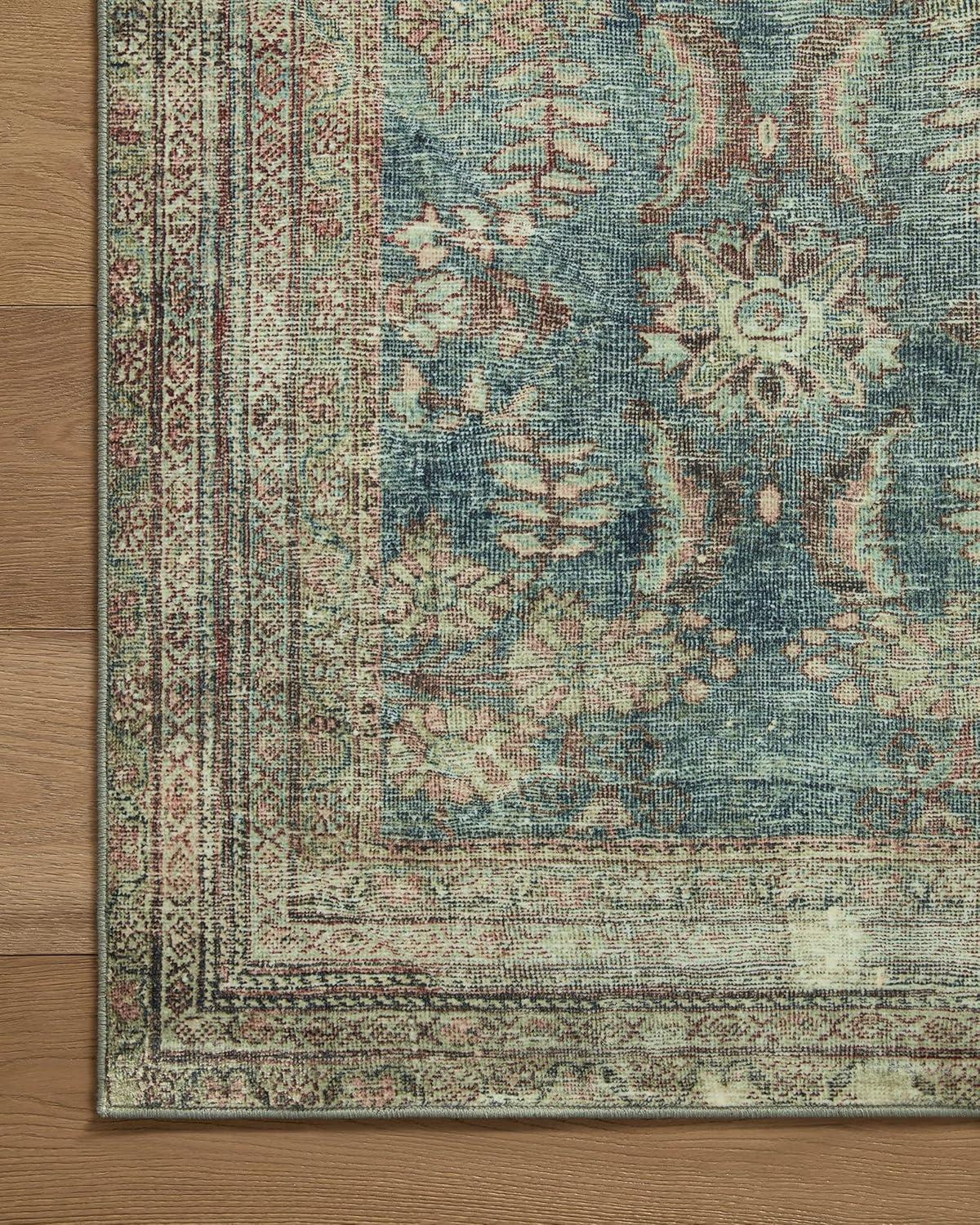 Magnolia Home By Joanna Gaines X Loloi Banks Machine Washable Ocean / Spice Area Rug