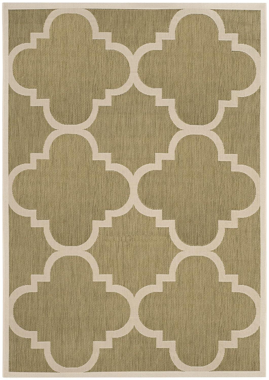 Courtyard CY6243 Power Loomed Indoor and Outdoor Area Rug - Green/Beige - 5'3"x7'7" - Safavieh