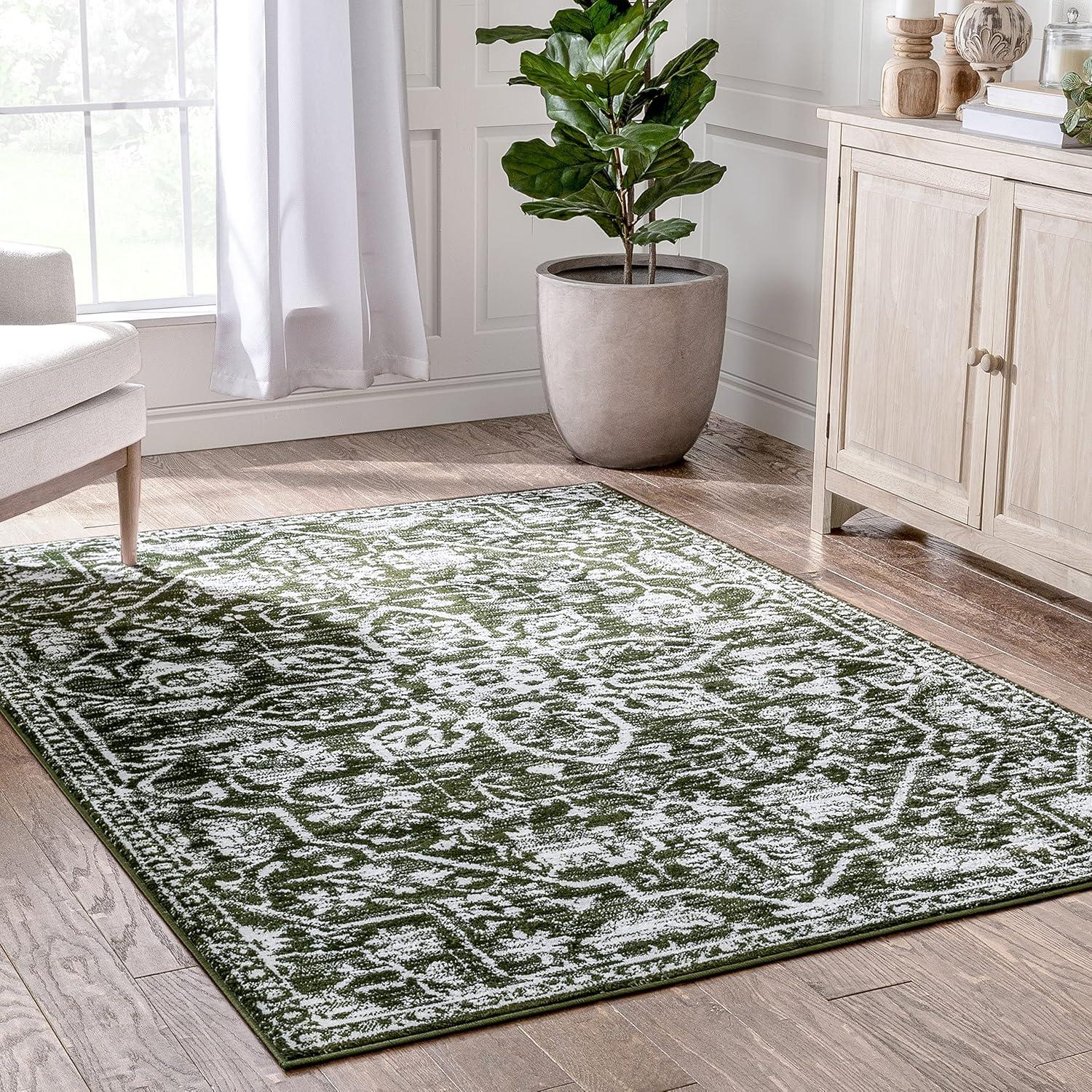 Well Woven Dazzle DISA Vintage Medallion Green Soft 3'11" x 5'3" Area Rug