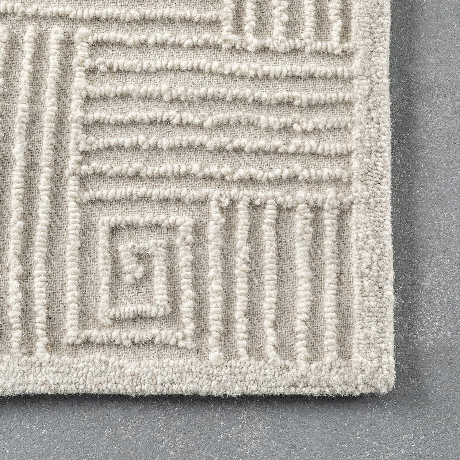 Nuloom Mallory Geometric 5x8 Wool Indoor Area Rug for Living Room Bedroom Dining Room Kitchen, Ivory
