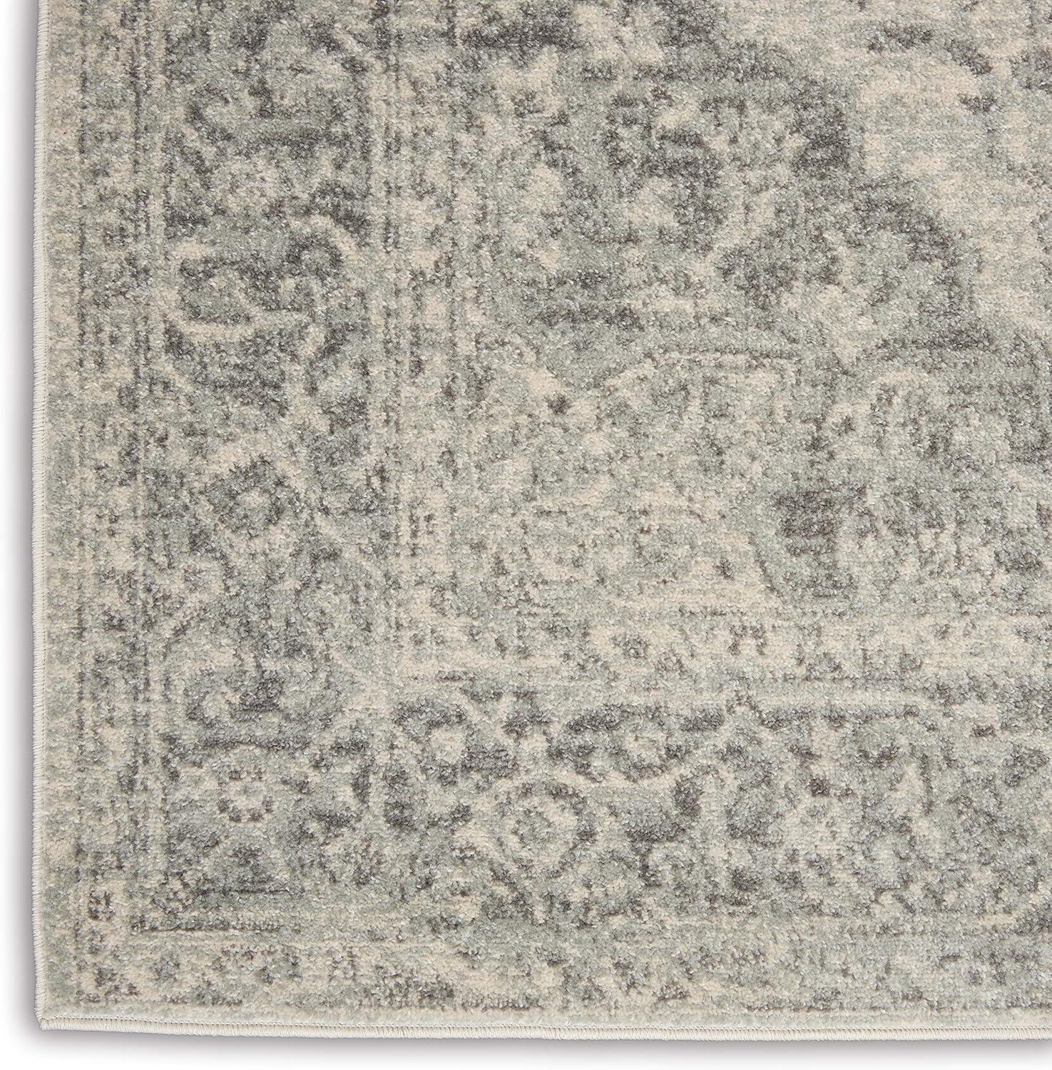 Nourison Tranquil Vintage Persian Center Medallion Area Rug Ivory Grey 5'3" x 7'3"