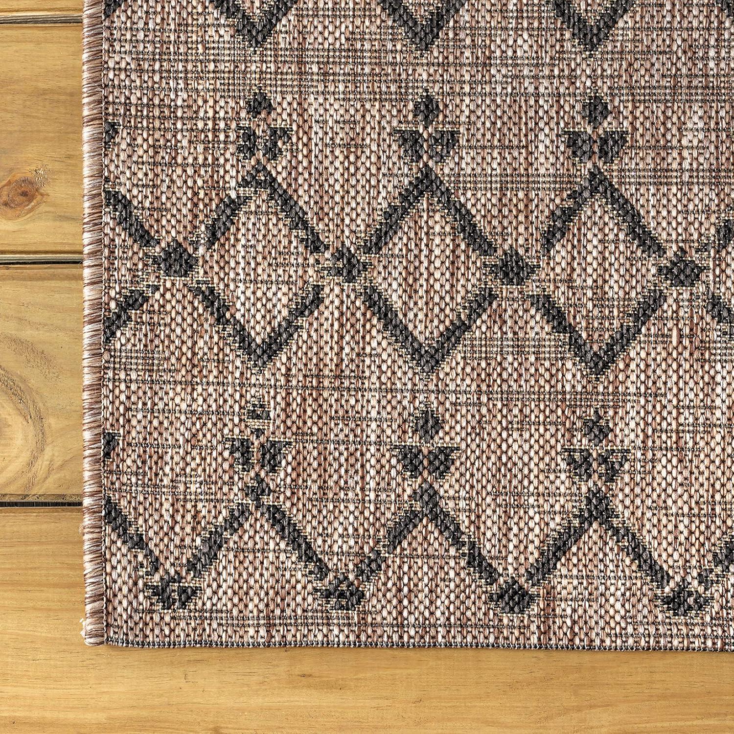 Ourika Moroccan Geometric Textured Weave Indoor/Outdoor Area Rug - JONATHAN Y