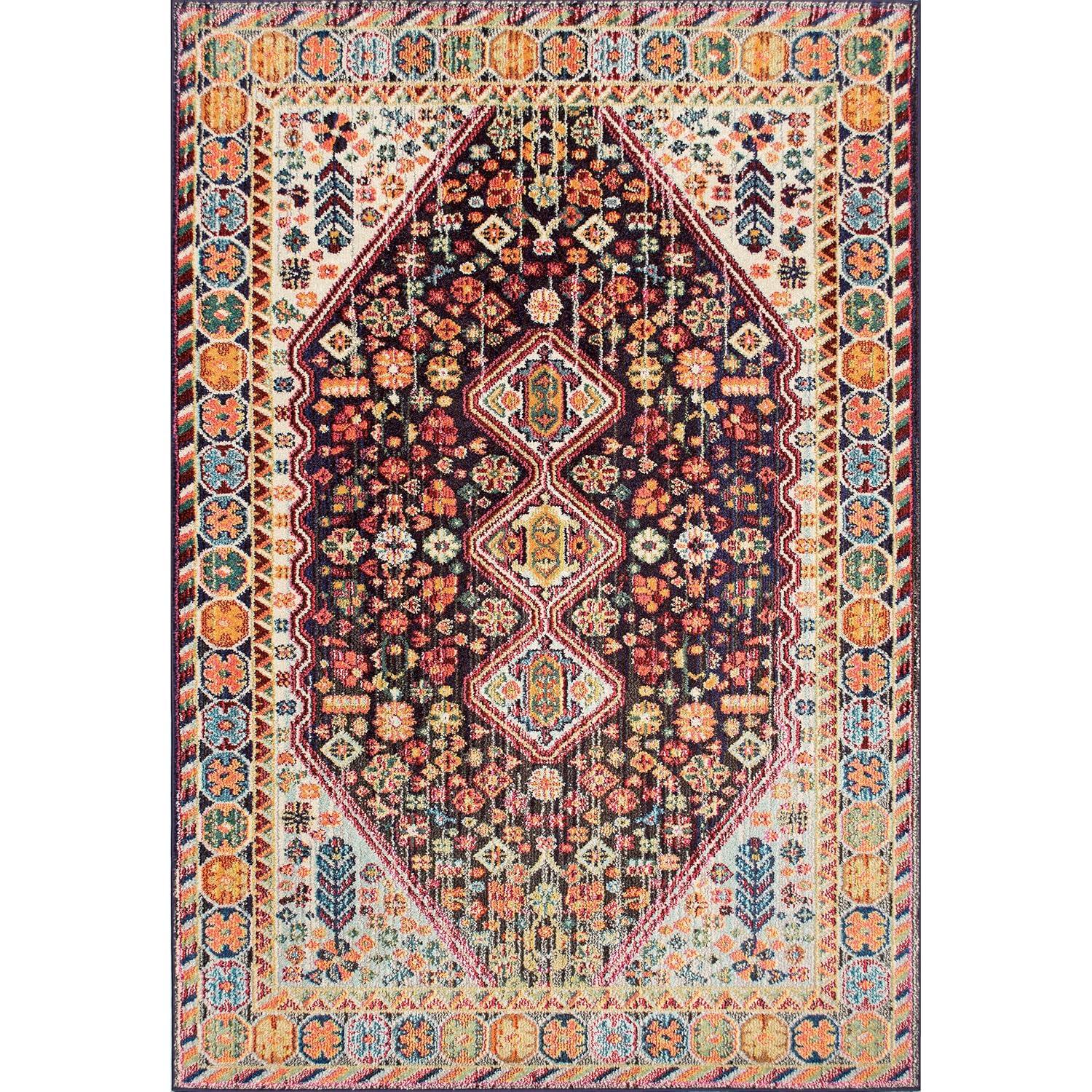 4'x6' Vintage Erline Area Rug Black - nuLOOM: Medallion Pattern, Low Pile, Polypropylene, Indoor Use, Rectangle Shape