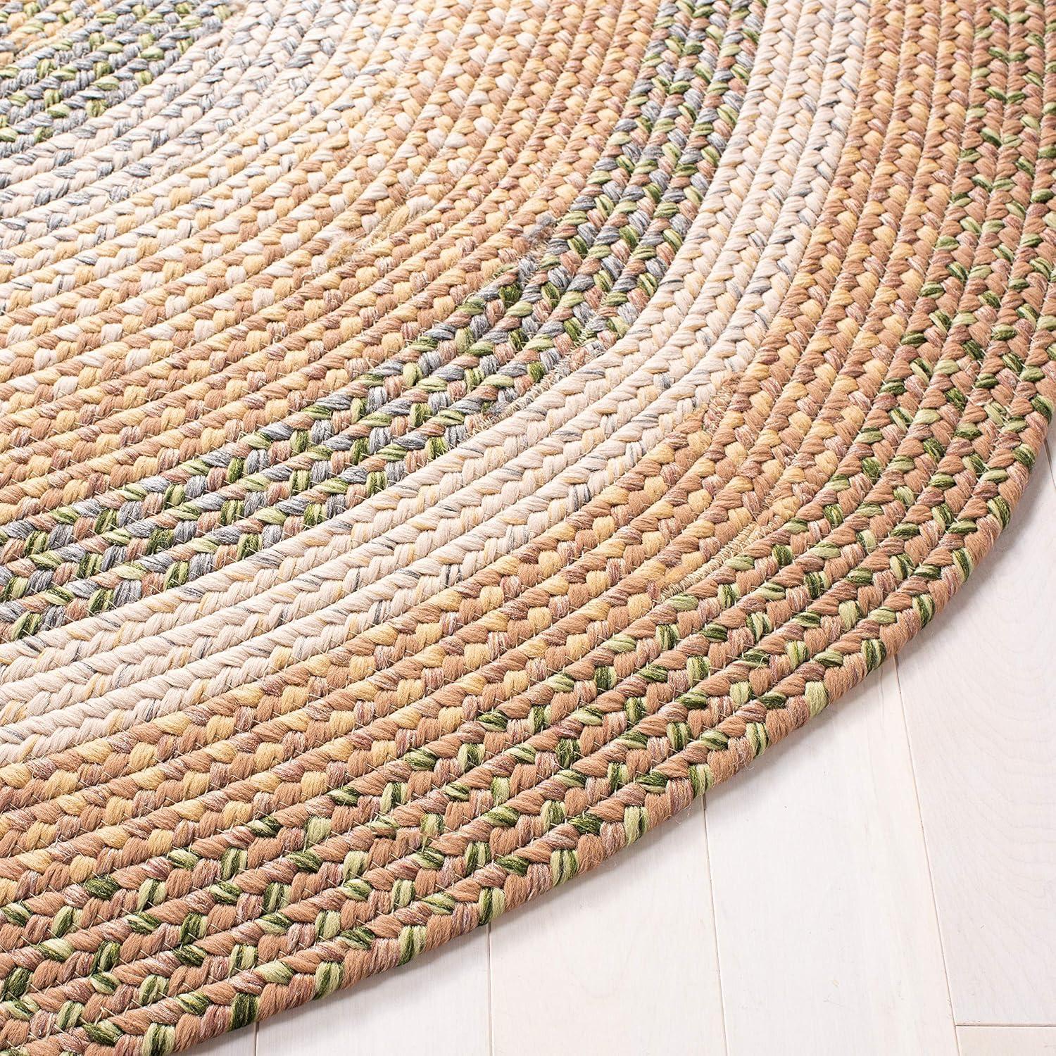 Handmade Braided Blue Synthetic 6' x 9' Oval Area Rug