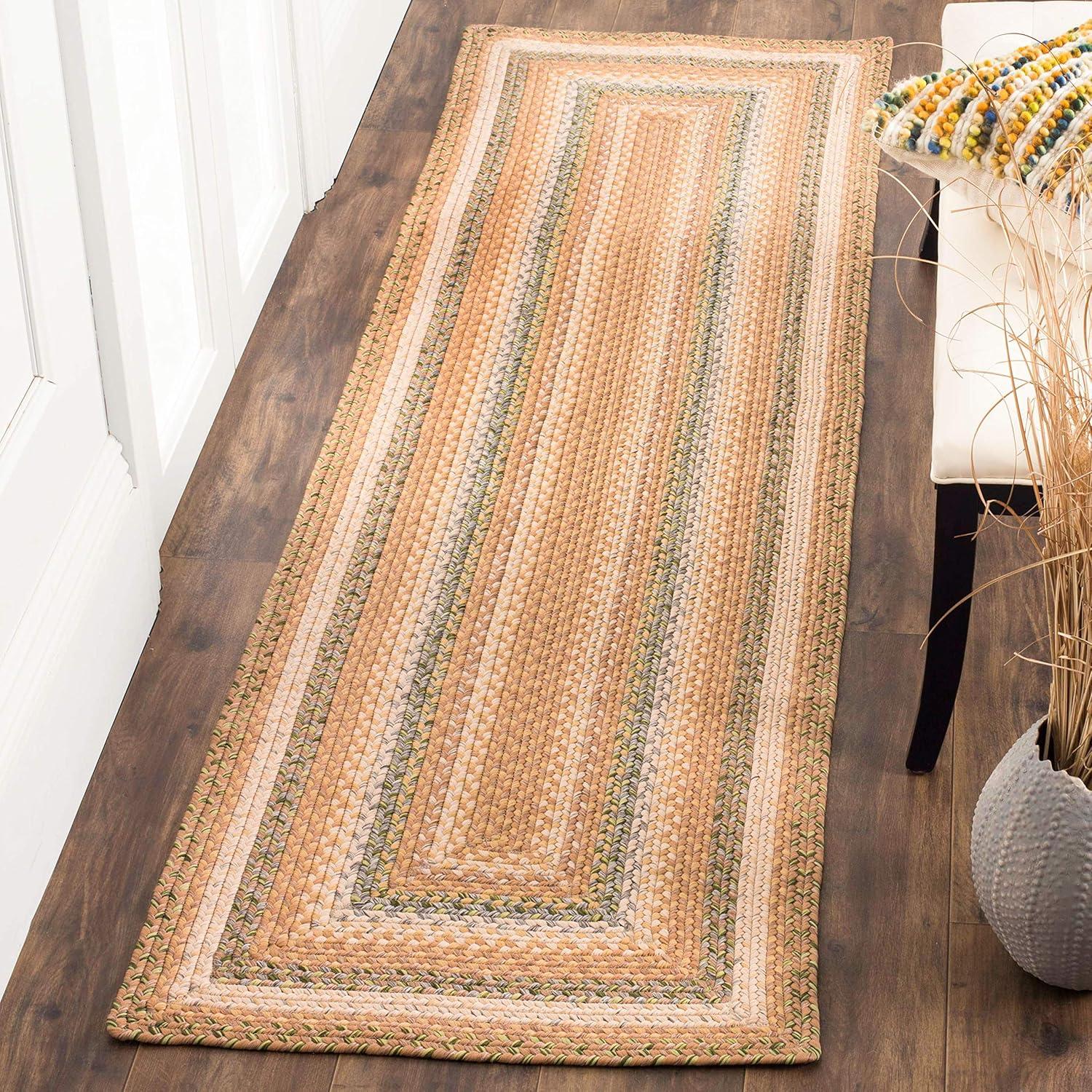 Braided BRD314 Hand Woven Accent Rug - Tan/Multi - 2'6"x5' - Safavieh.