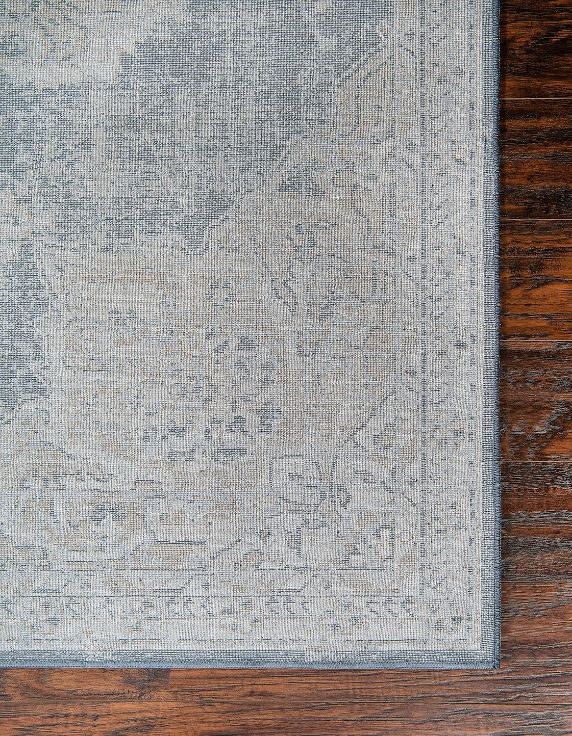 Eliza Blue and Khaki Stain-Resistant Synthetic 8' x 10' Rug