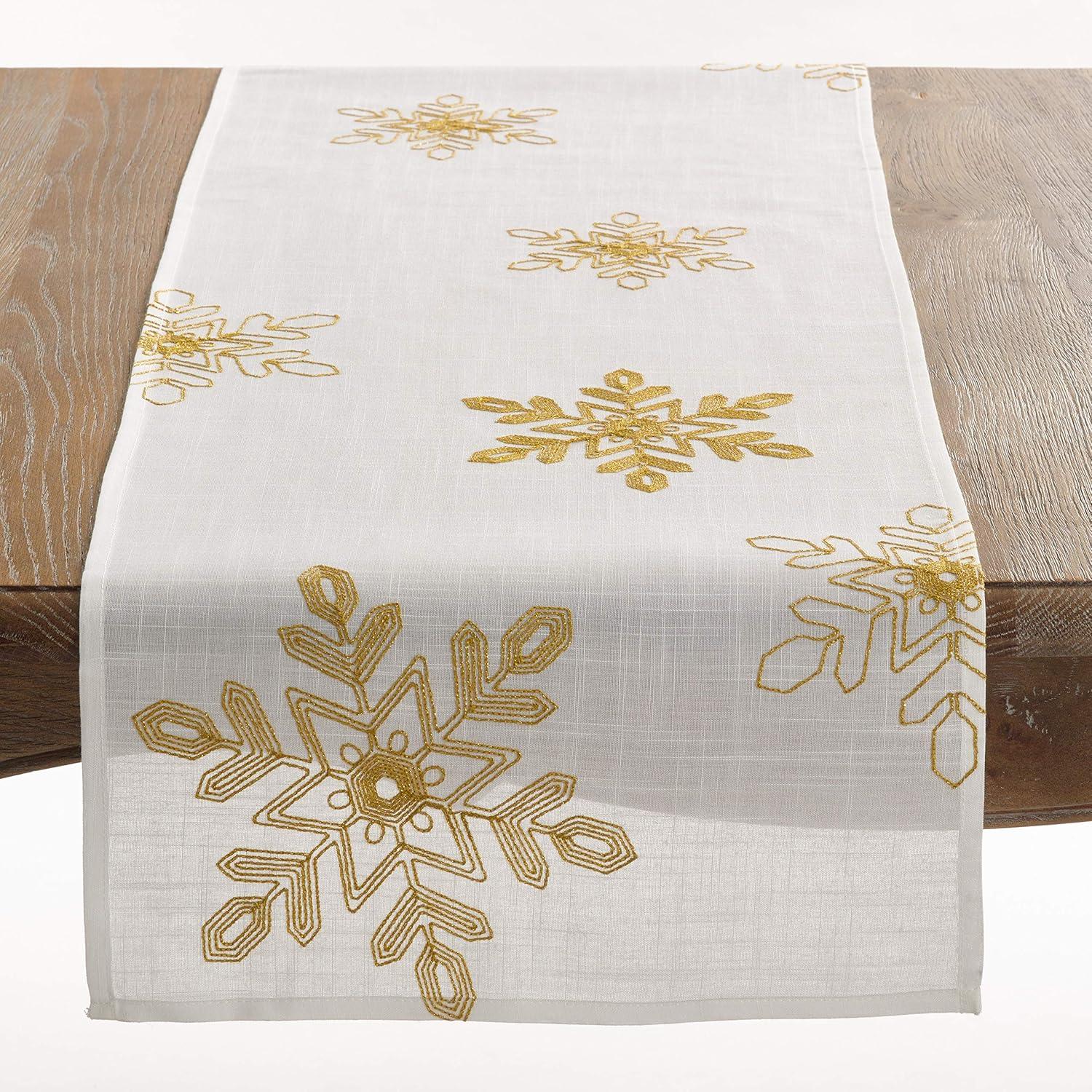 16" X 108" Snowflake Runner Gold - SARO Lifestyle