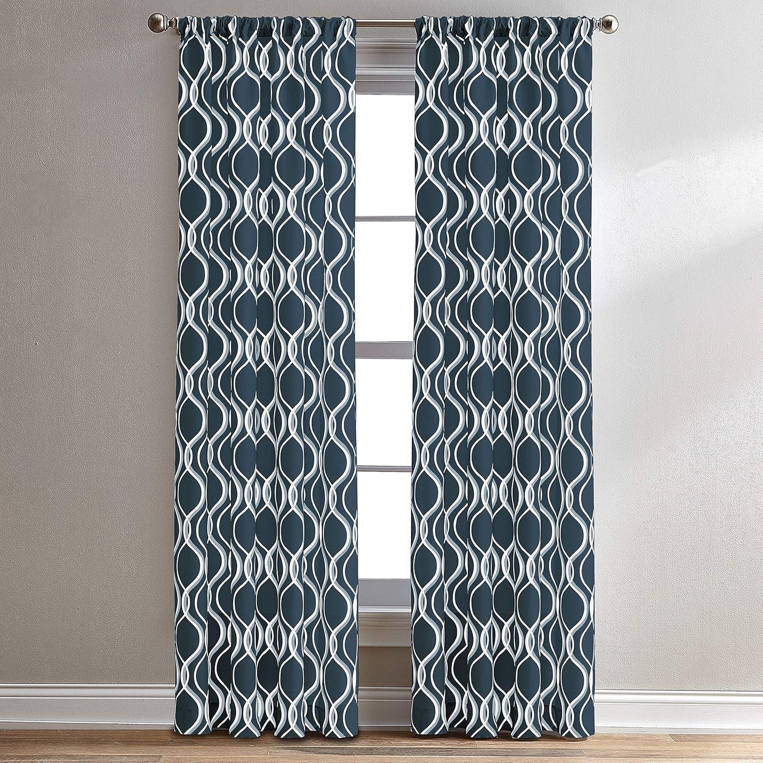 CHF Morocco 84" Poletop Curtain, Geometric, Black, Adult
