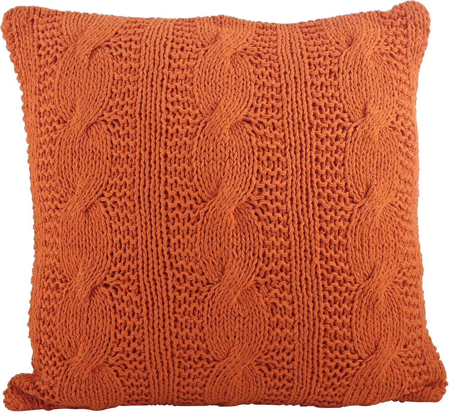 20"x20" Oversize Cable Knit Design Square Throw Pillow - Saro Lifestyle