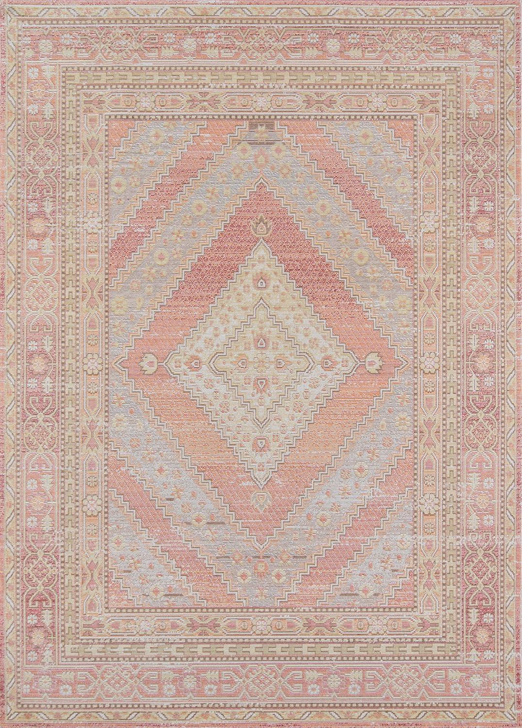 Elegant Pastel Pink Braided Synthetic Rectangular Rug