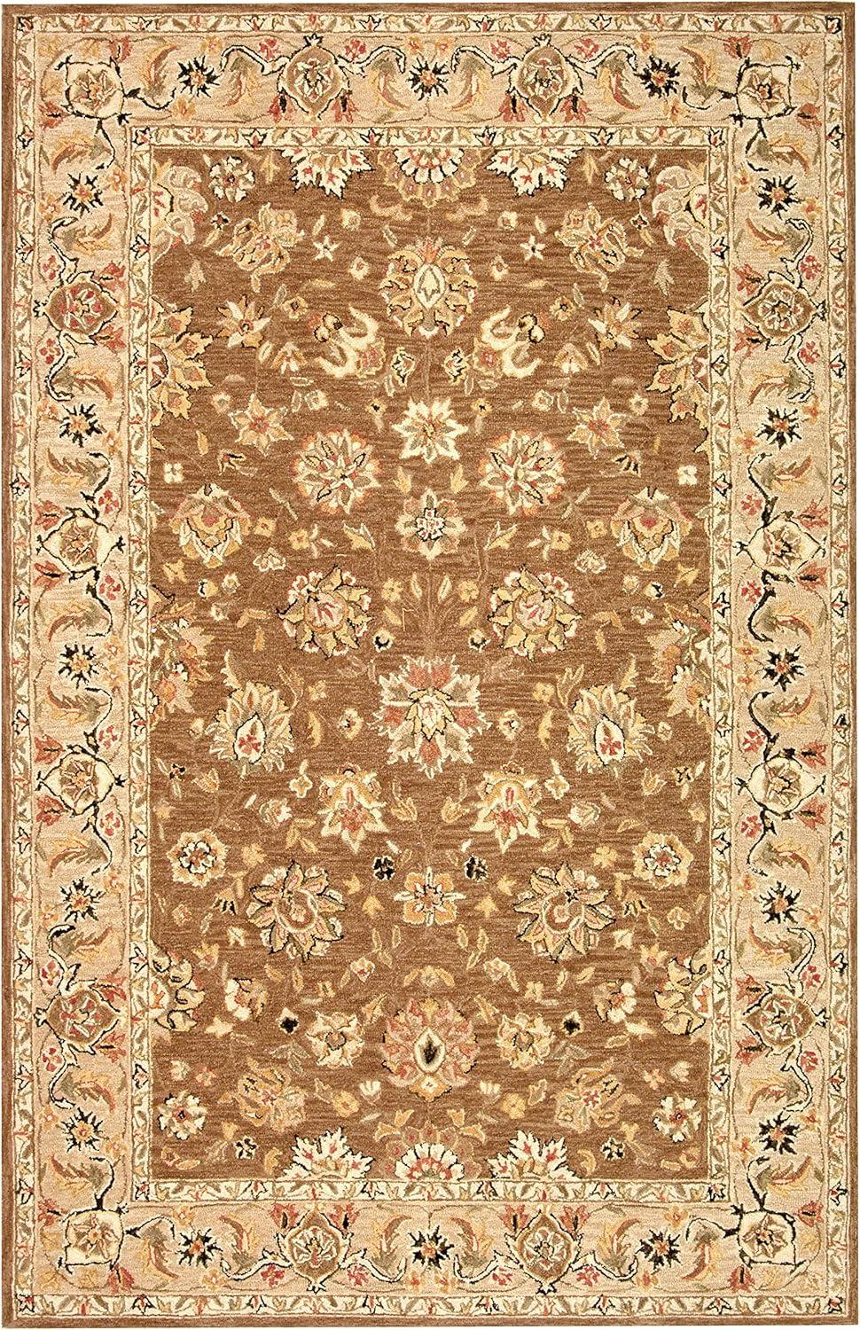 SAFAVIEH Chelsea Kaeden Floral Wool Area Rug, Brown/Ivory, 6' x 9'