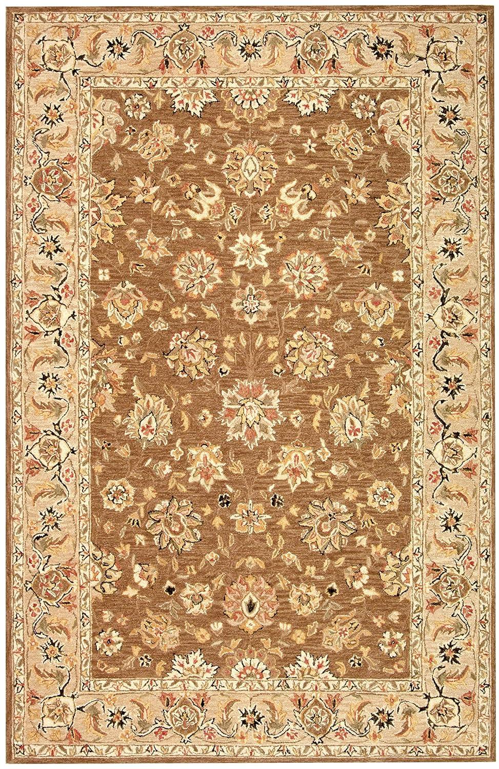 SAFAVIEH Chelsea Alfombra Kaeden de Lana Floral, Marrón/marfil, 3'9" x 5'9"