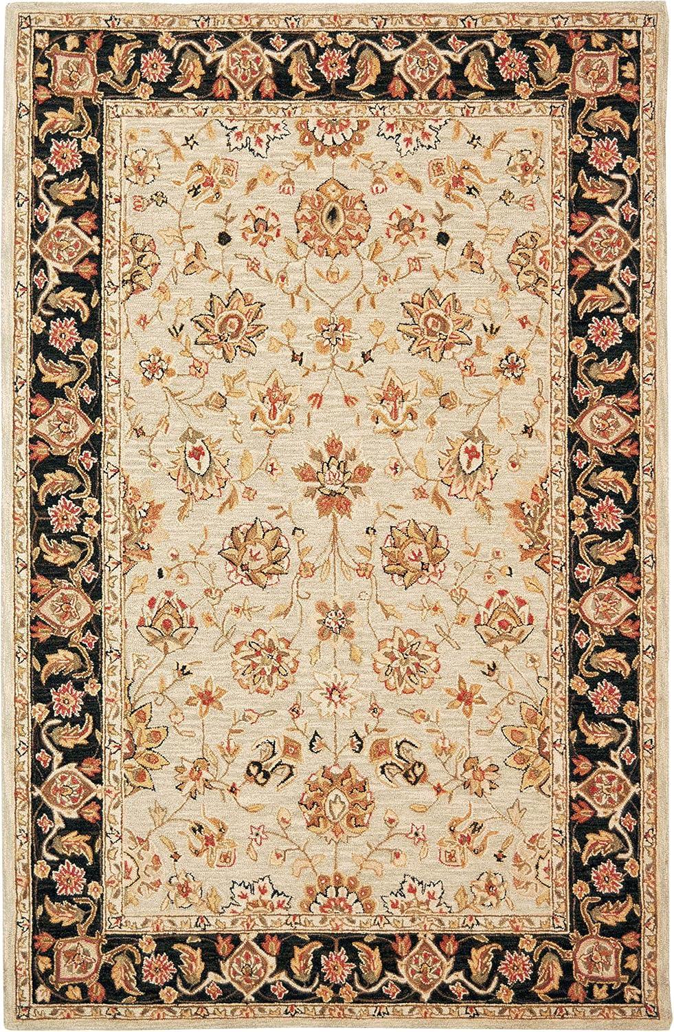 SAFAVIEH Chelsea Kaeden Floral Wool Area Rug, Brown/Ivory, 3'9" x 5'9"
